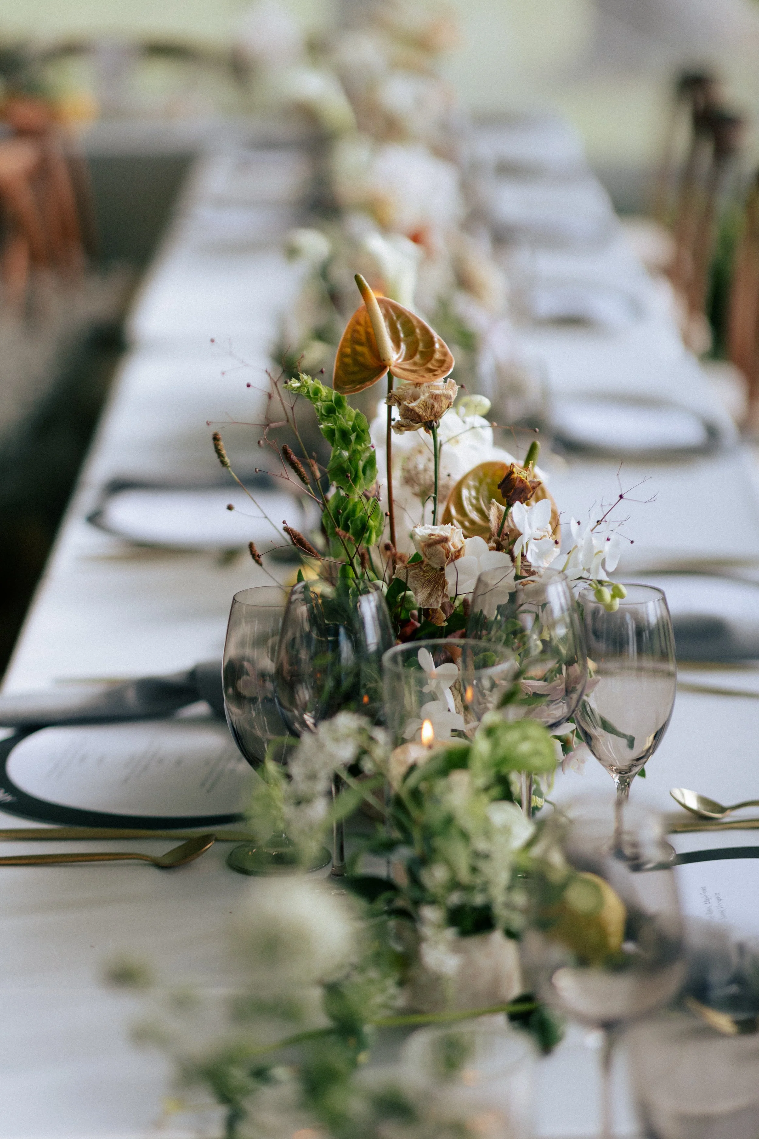 Contemporary floral installation for a Toronto brand activation featuring contemporary blooms and custom design