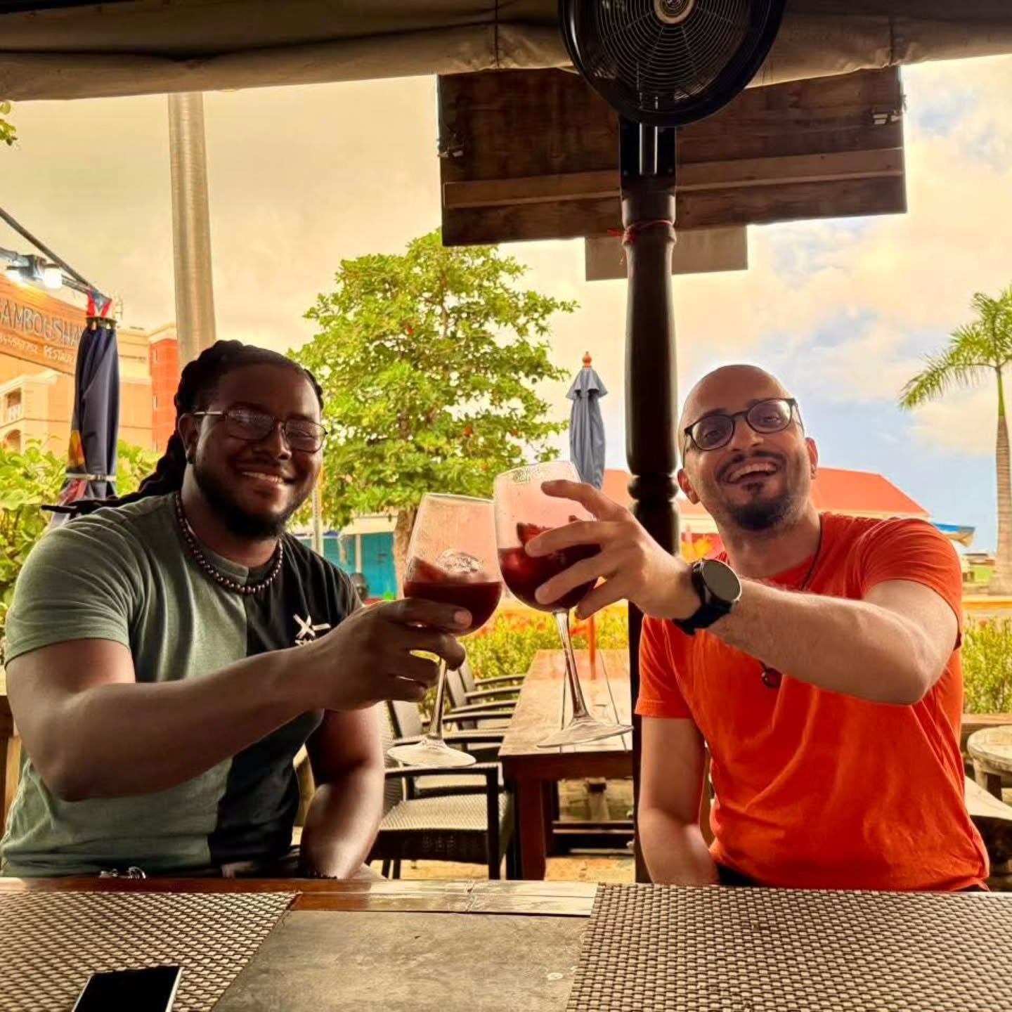 🍷 Cheers to friendship and flavour!
These two are raising a glass of sangria to kick off Restaurant Week at Bamboushay &mdash; and the vibes are just right. Good drinks, good food, great company. Let the week of deliciousness begin! 🌴✨

#BVIrestaur