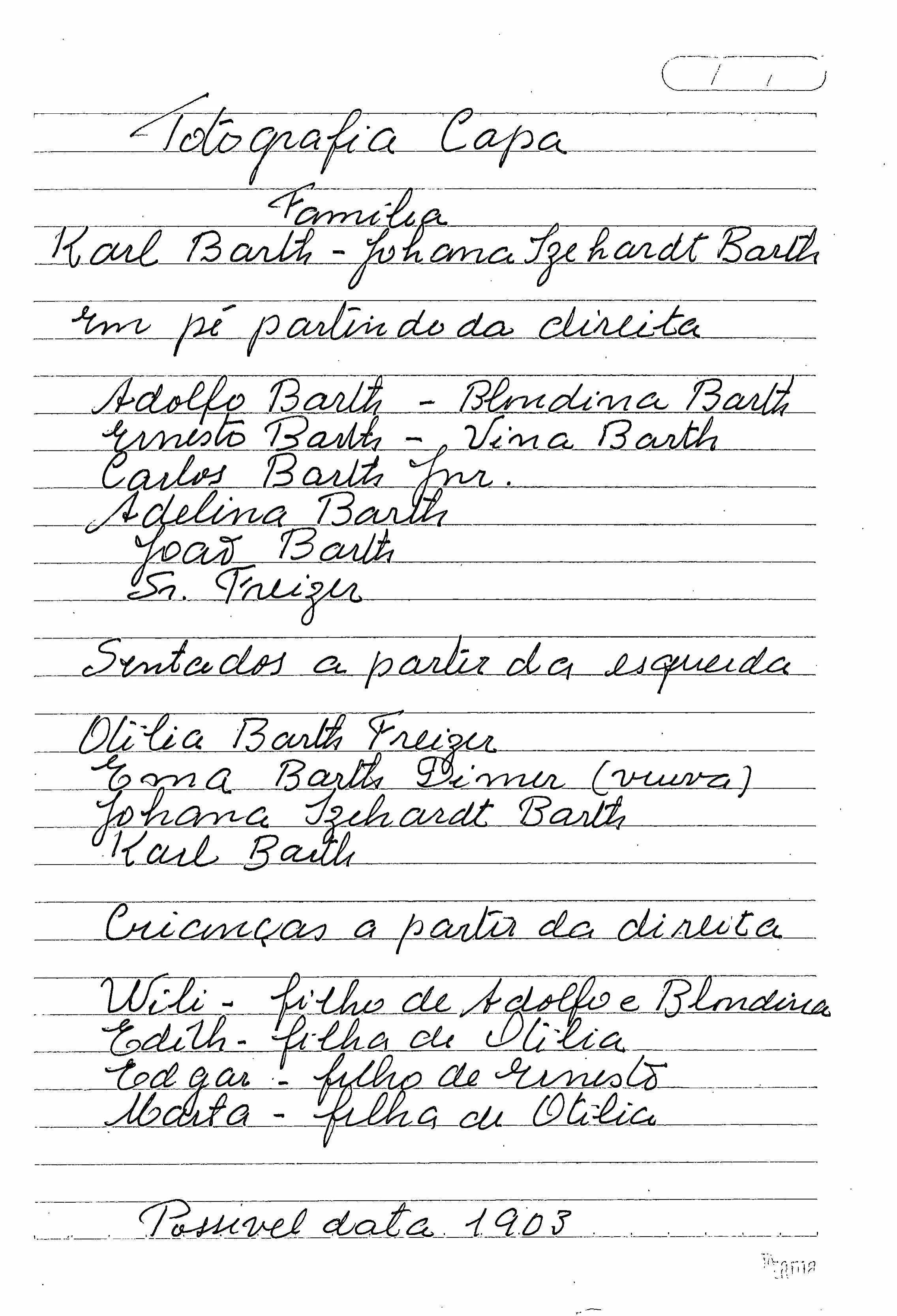 Identificação da família por Lea Barth Gerbase