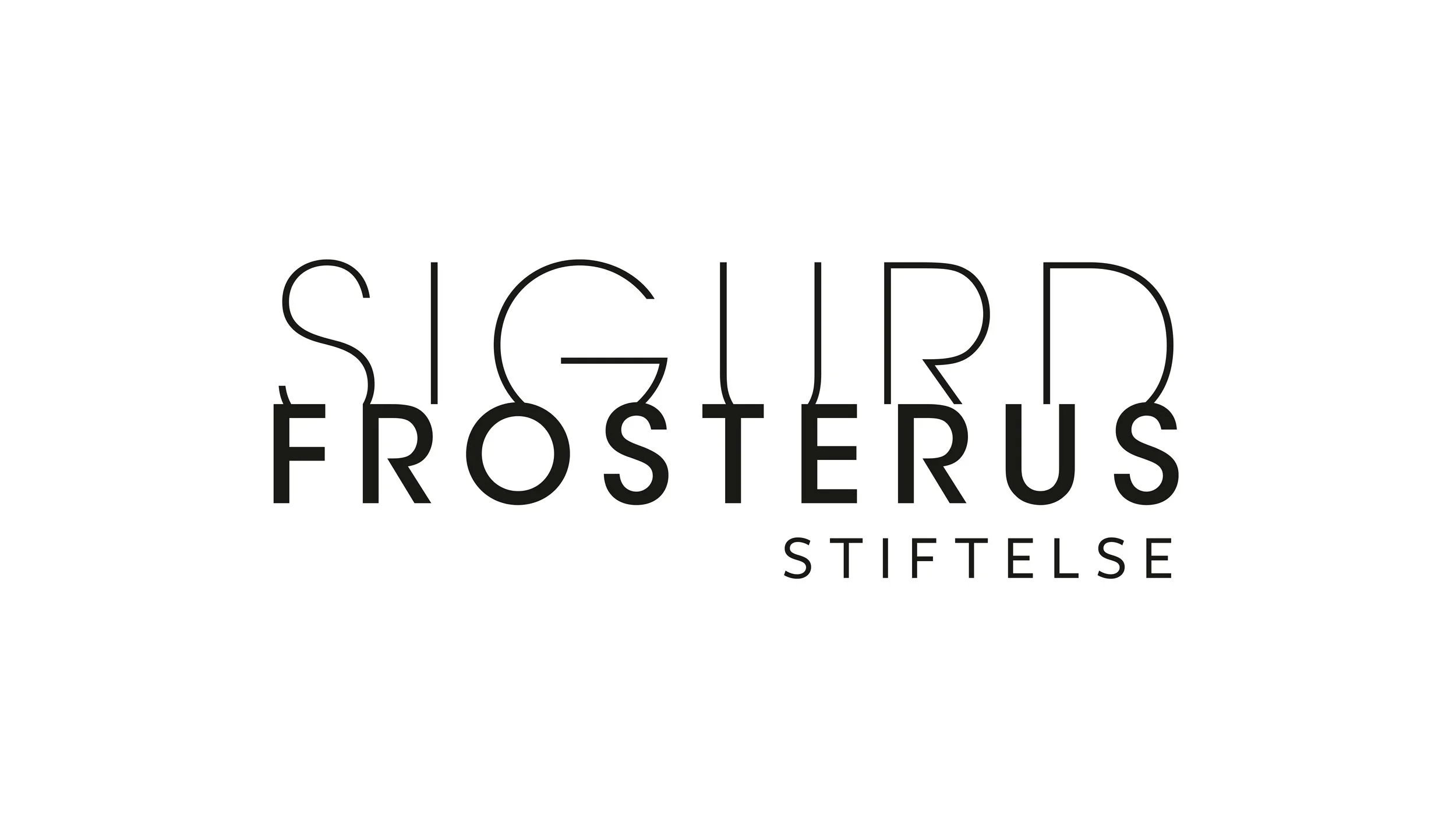 Sigurd Frosterus Foundation logo, where a thinner and larger Sigurd word cuts behind the Frosterus word in front.
