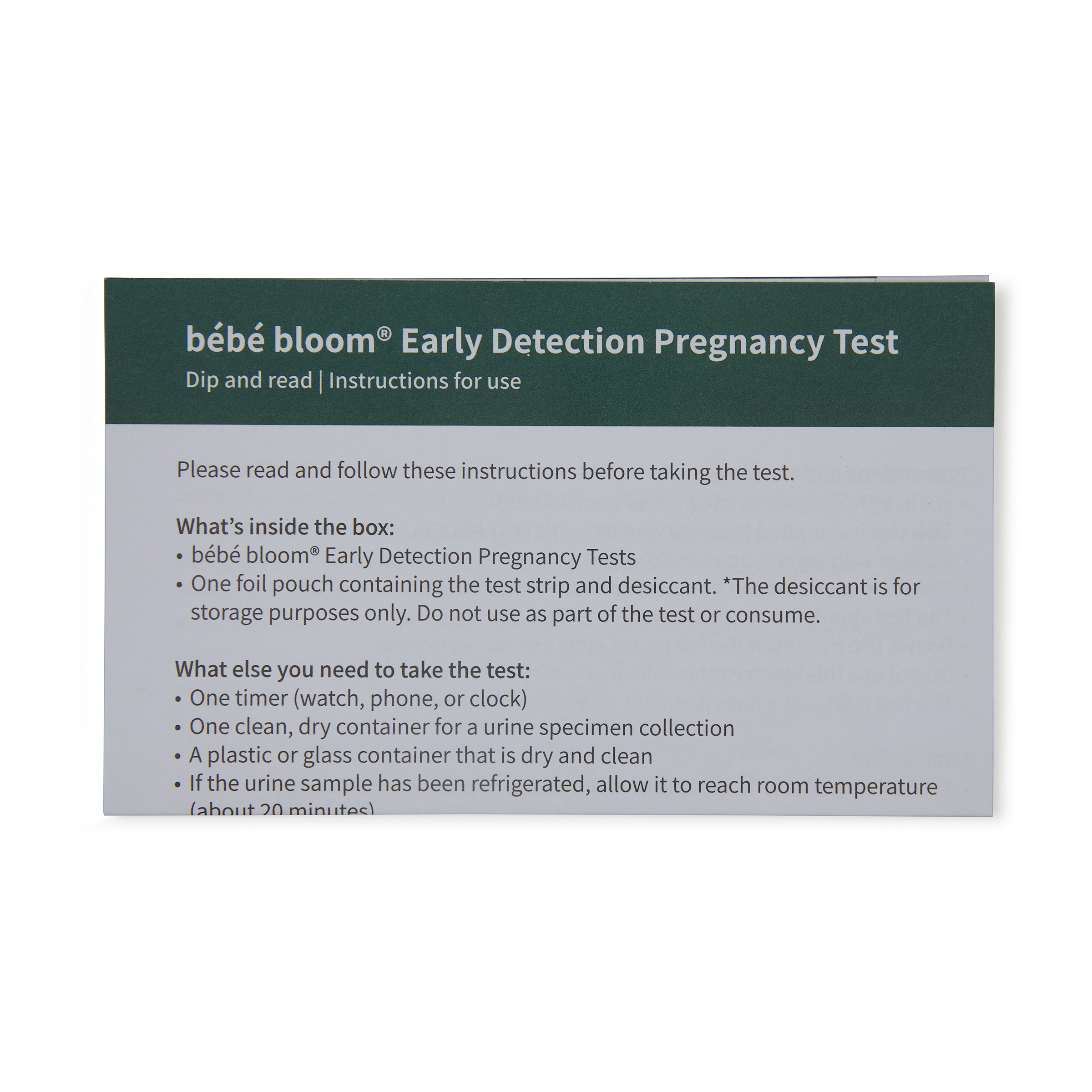 bébé bloom early detection pregnancy test - instructions for use