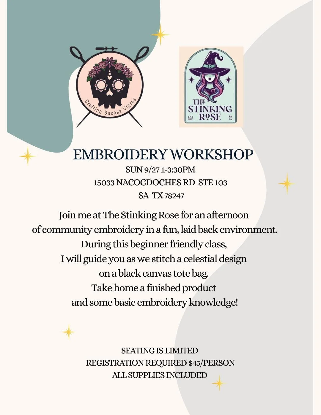 Embroidery Workshop w/ Crafting Buenas Vibras