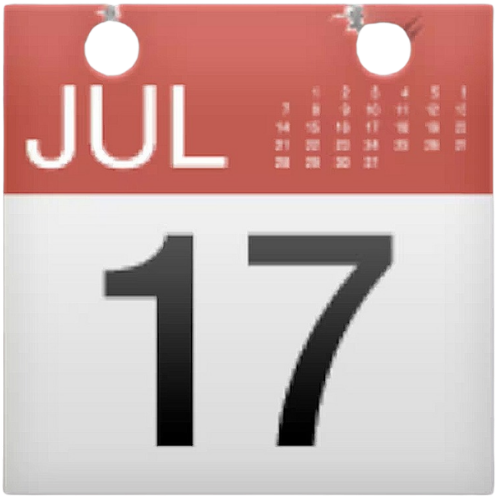 Calendario de pared mostrando la fecha 17 de julio.