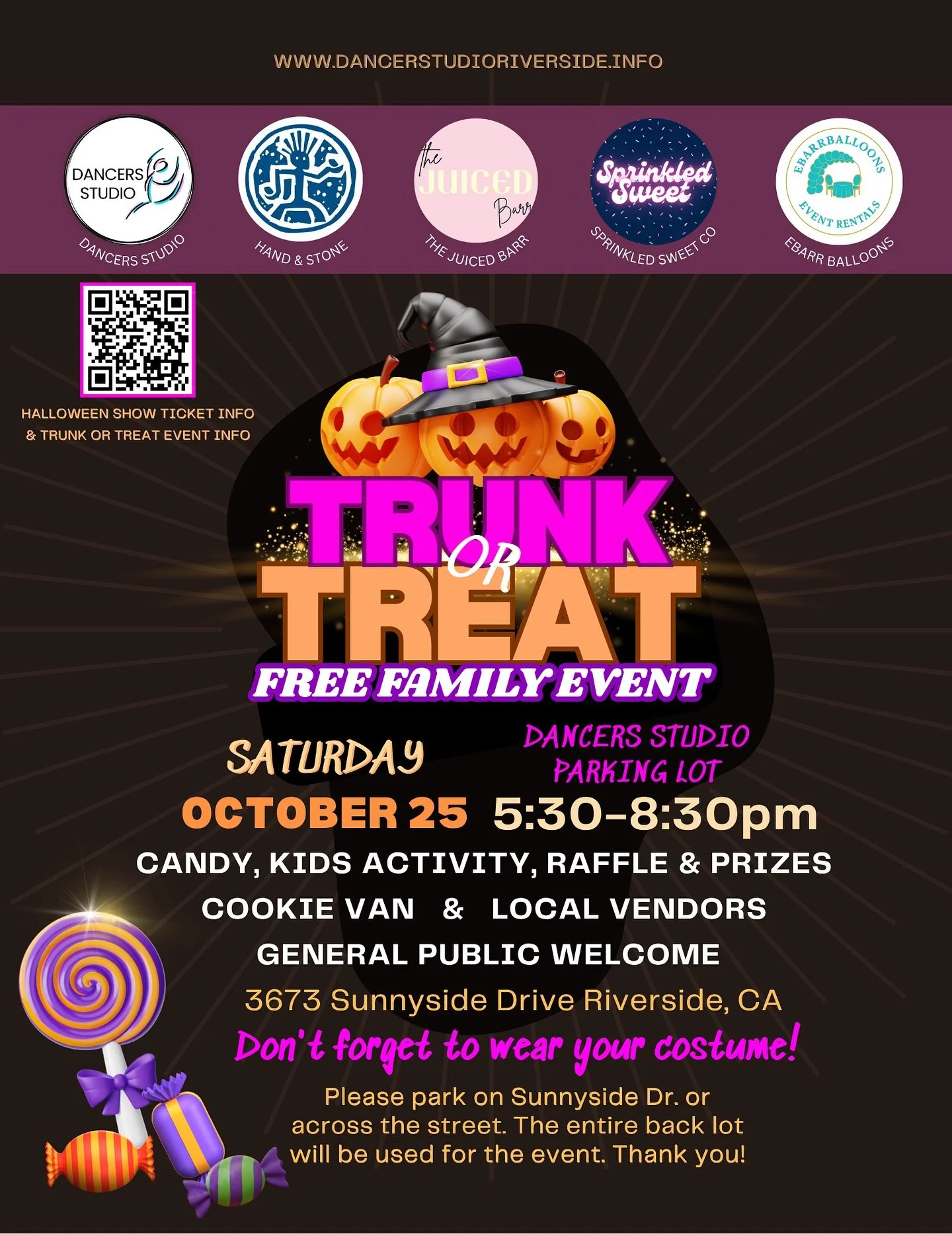 ✨Saturday is almost here!✨
Check out all our amazing vendors and beautifully spooky decorated trunks! 🎃👻
Saturday, October 25th |  5:30&ndash;8:30 PM

Here&rsquo;s who you can look forward to:

✨ Hand &amp; Stone Massage and Facial Spa &ndash; Rela