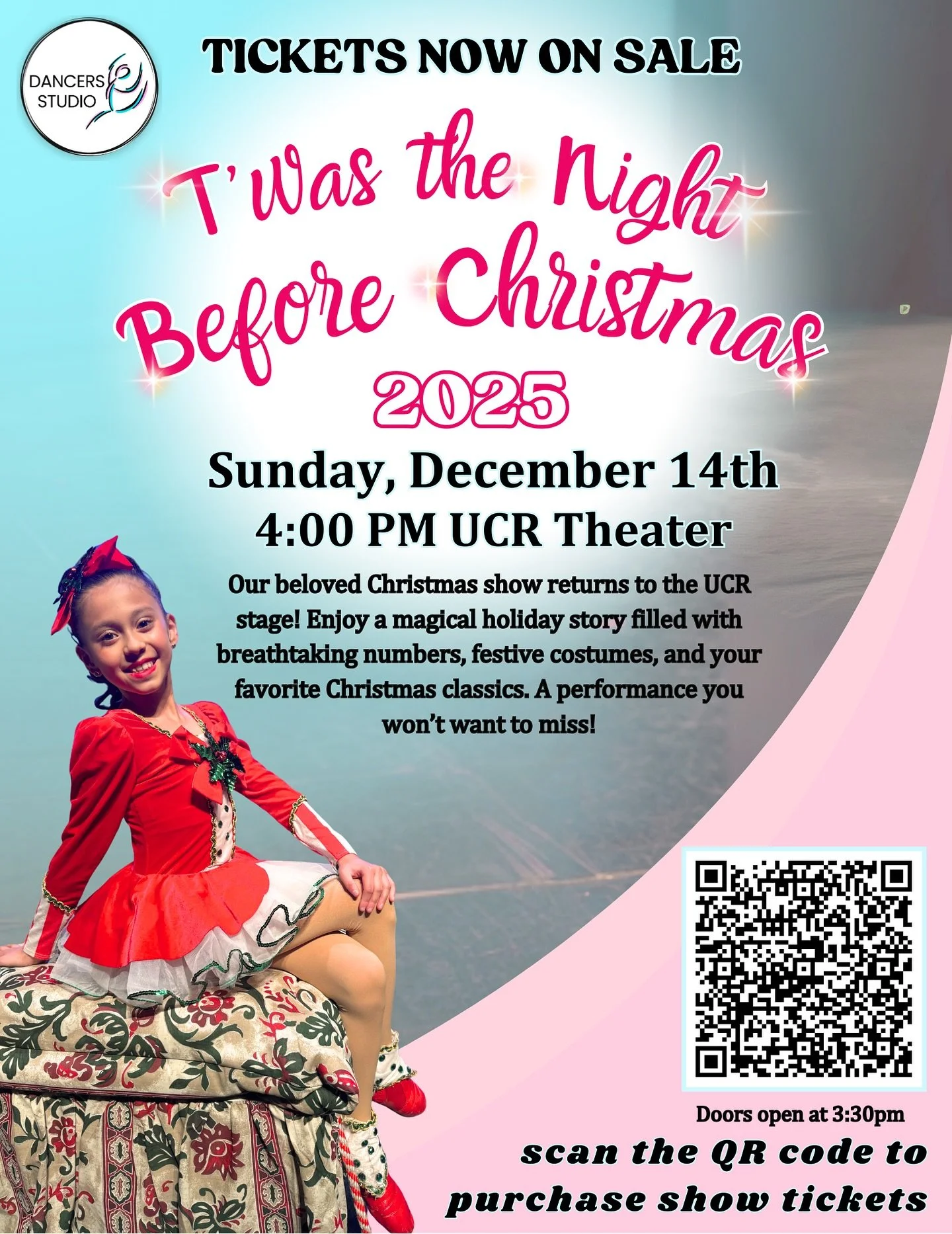 Tickets are officially LIVE! Join us for T&rsquo;was the Night Before Christmas on December 14th at the UCR Theater. A magical holiday performance you won&rsquo;t want to miss! 🎄✨🩵

Plus &mdash; catch our dancers performing select numbers at the Ri