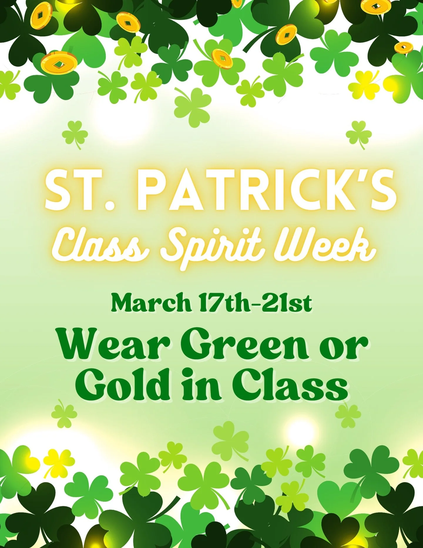 Happy St. Patrick&rsquo;s Day dancers! ☘️✨
Don&rsquo;t forget to wear your green &amp; gold to class this week 💚💛