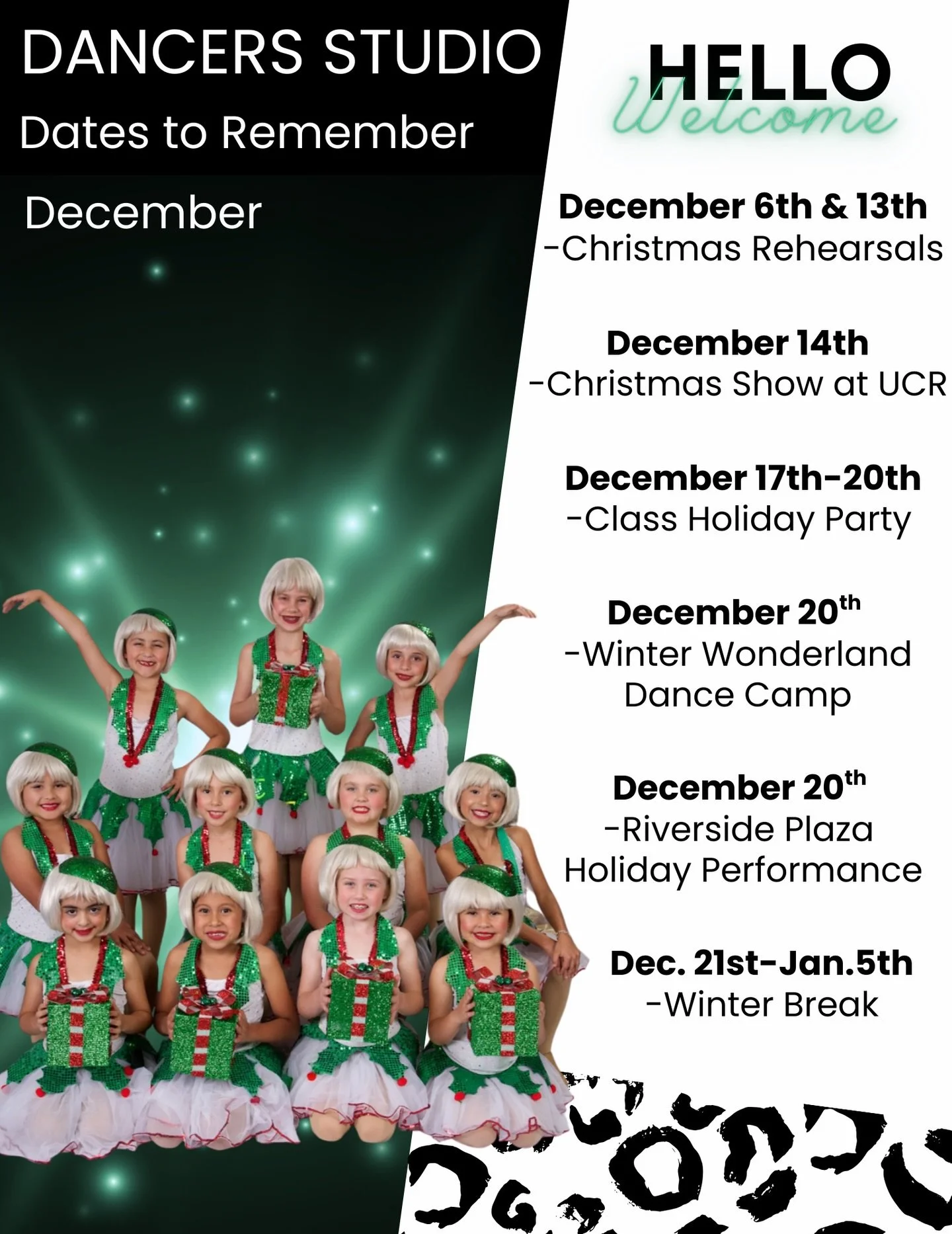 Happy December, everyone! Don&rsquo;t miss our upcoming events and performances before the New Year. We have so many fun and exciting things planned for our dancers and families!✨🎄