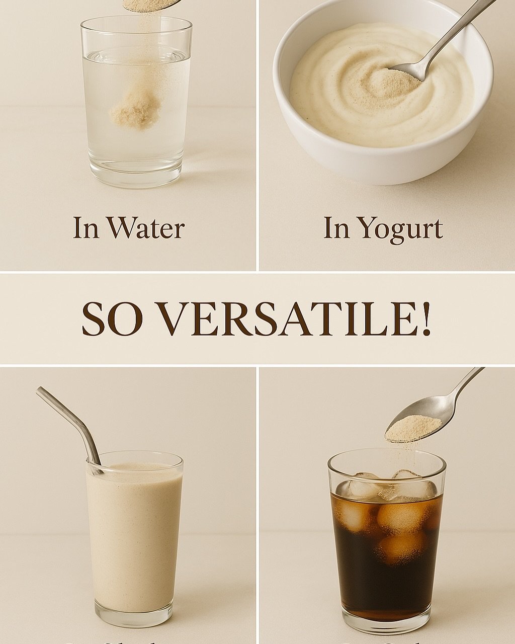 One supplement. Four effortless rituals. 

	&bull;	Morning hydration 🍋
	&bull;	Creamy yogurt bowls 🥣
	&bull;	Post-workout shakes 🏋️&zwj;♀️
	&bull;	Cola spritz (yes, really) 🥤

What&rsquo;s your go-to mix? 

#wellnessroutine #supplementstack #dail