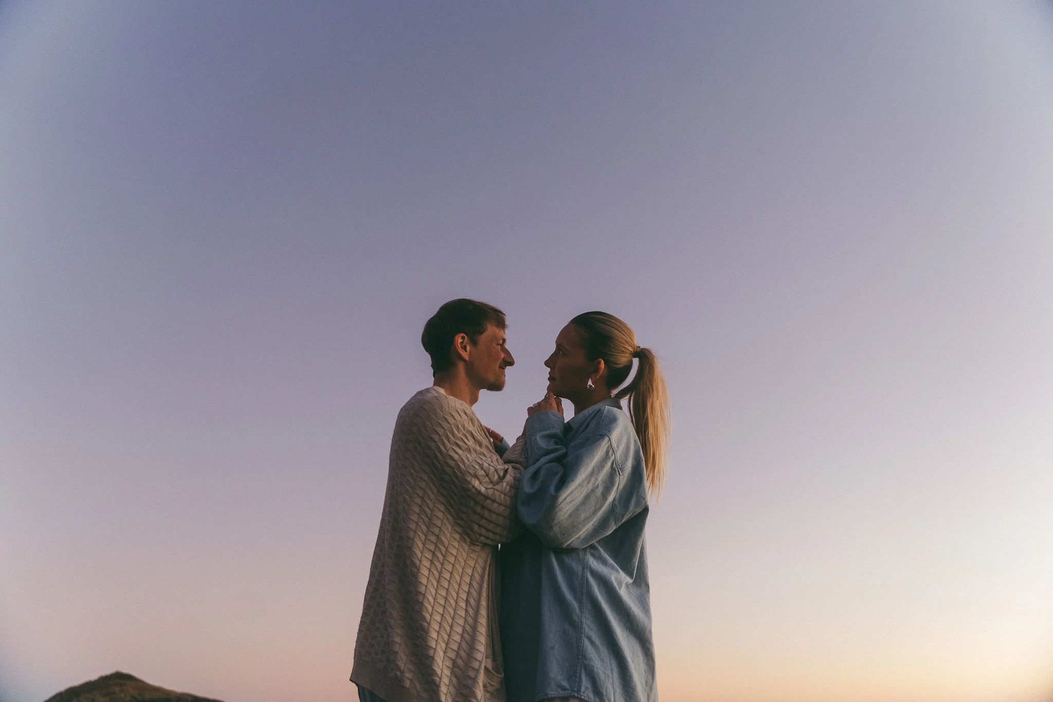 Golden hour blue hour adventurous couples engagement session in Tofino BC