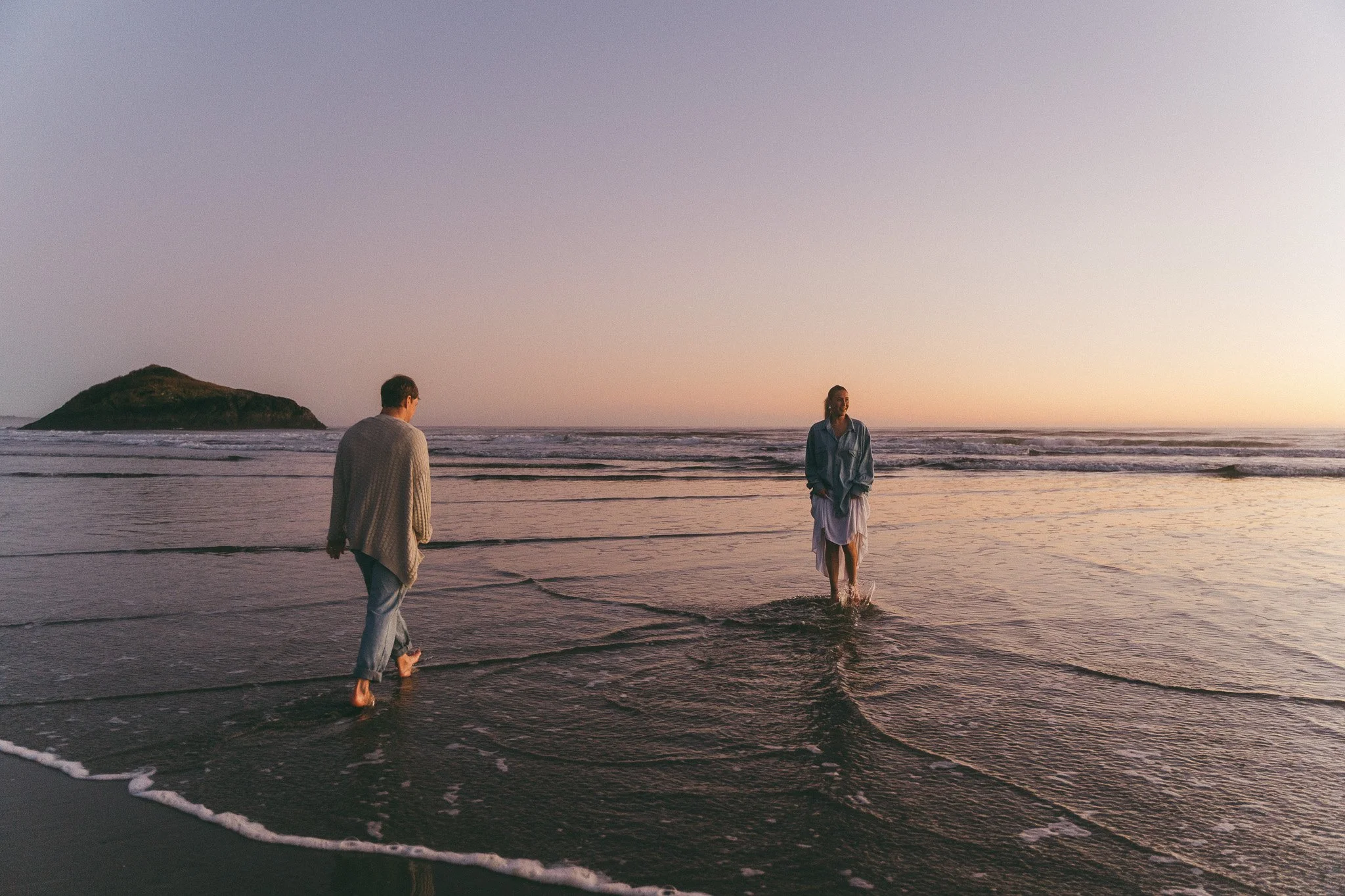 Golden hour blue hour adventurous couples engagement session in Tofino BC