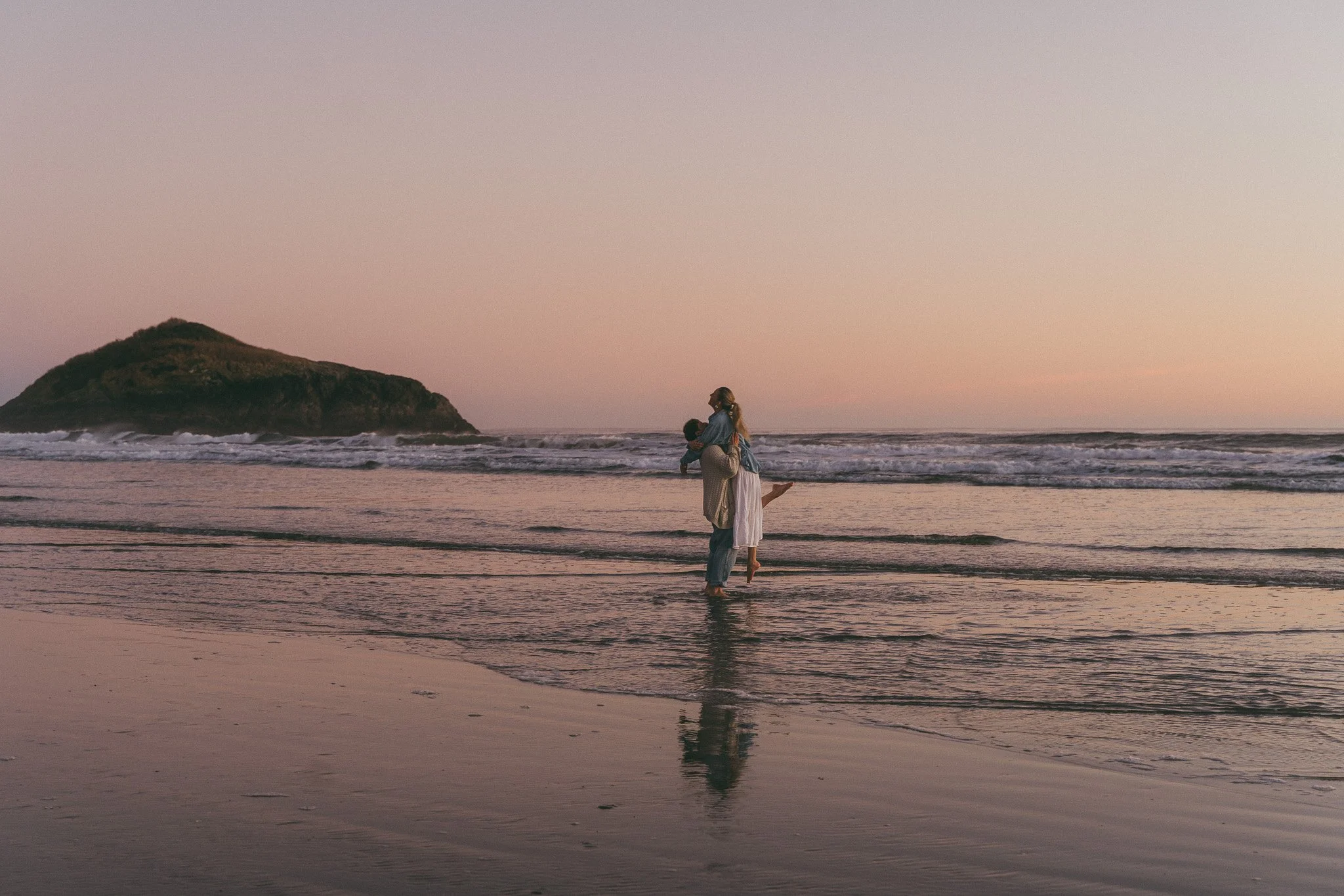Golden hour blue hour adventurous couples engagement session in Tofino BC