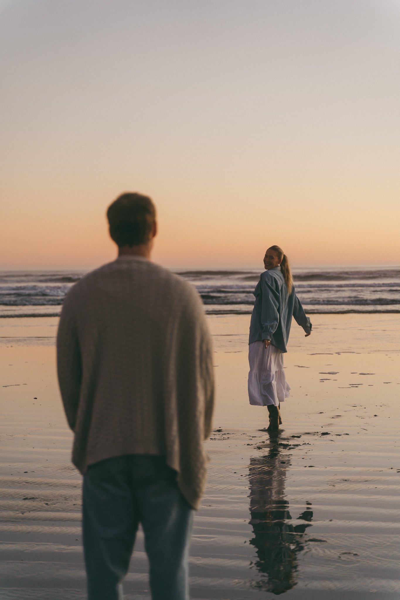 Golden hour blue hour adventurous couples engagement session in Tofino BC
