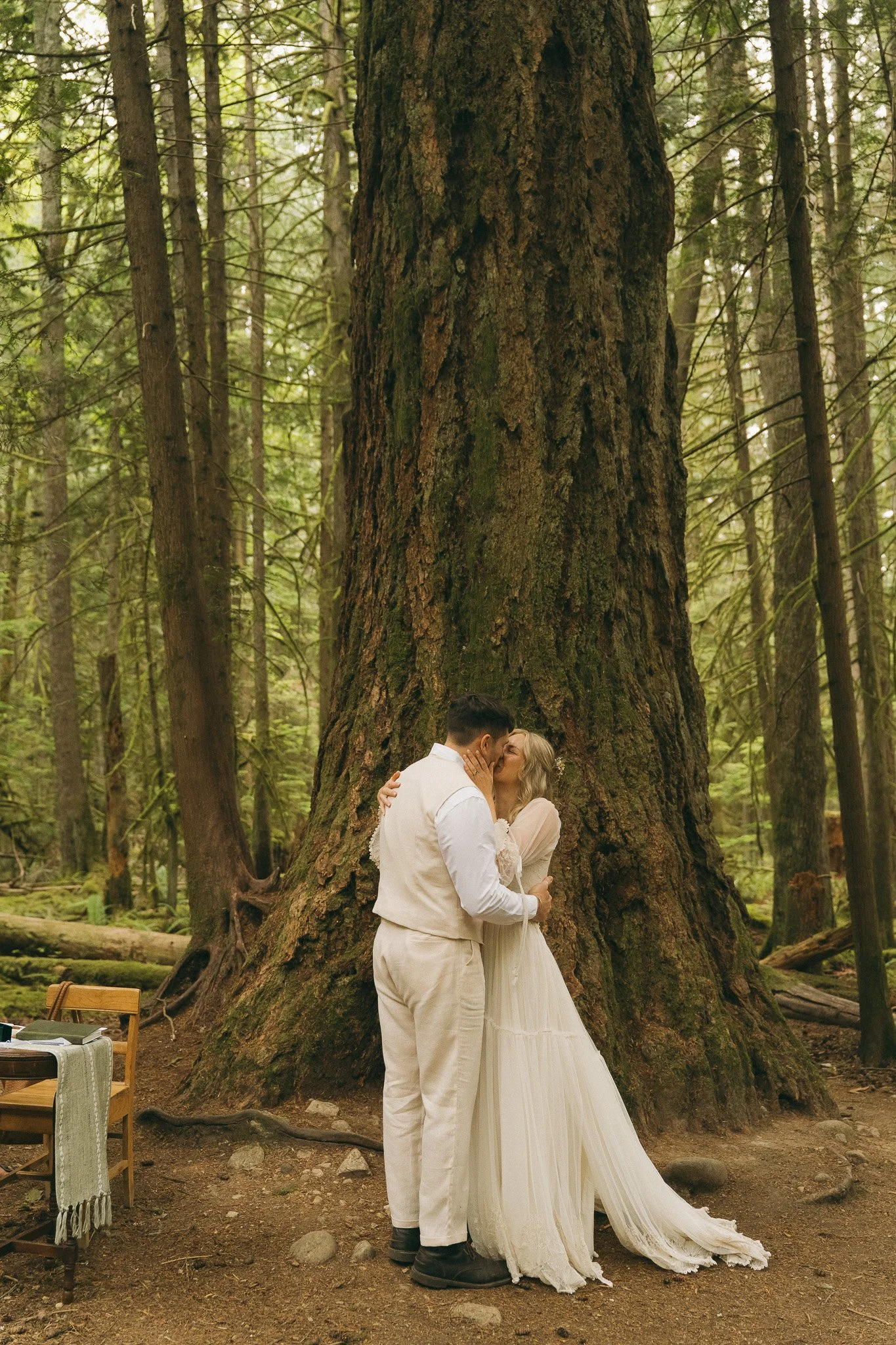 couples intimate micro forest wedding Sechelt, Sunshine Coast BC