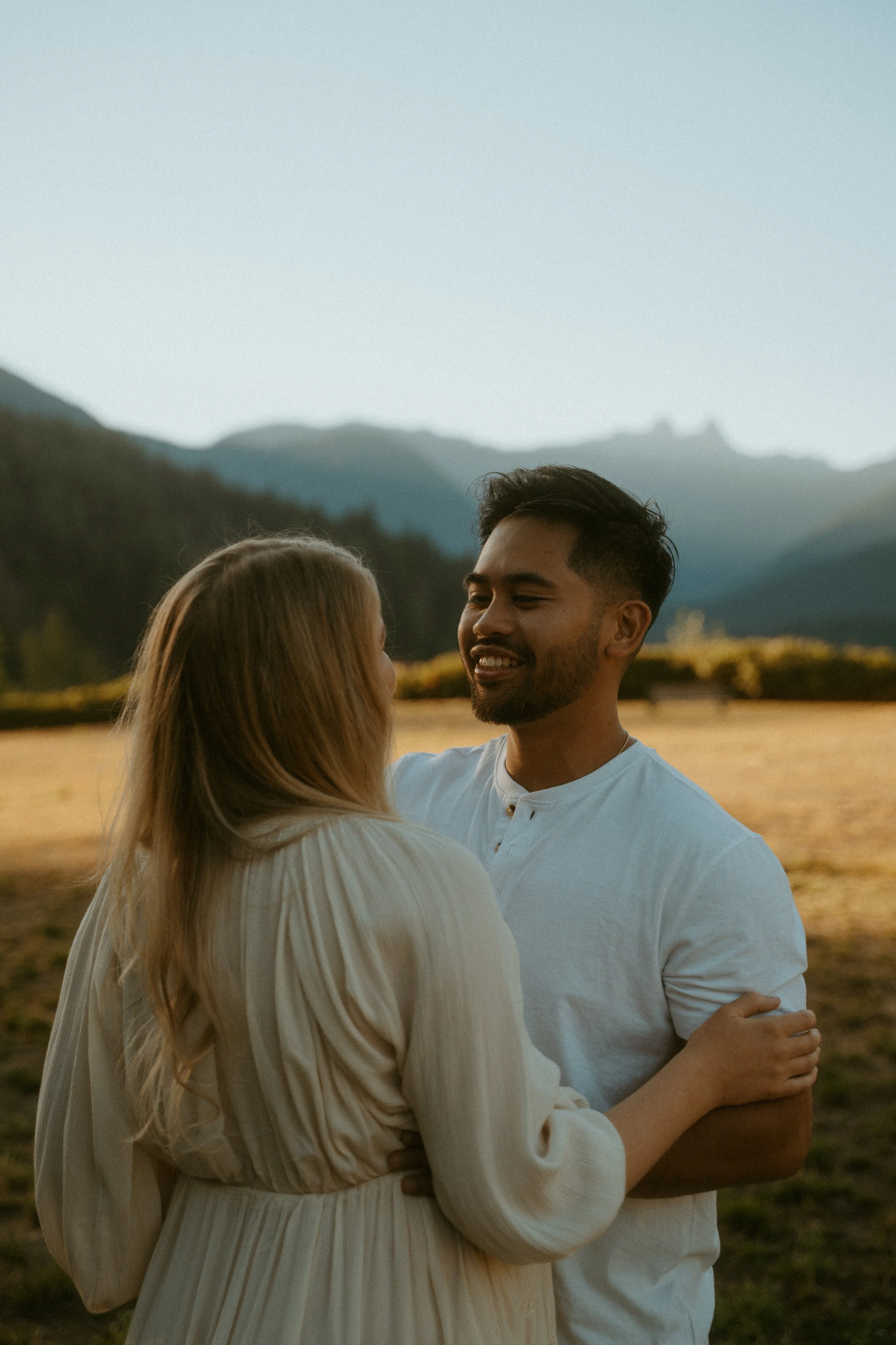Couples golden hour maternity session at Cleveland Dam North Vancouver BC