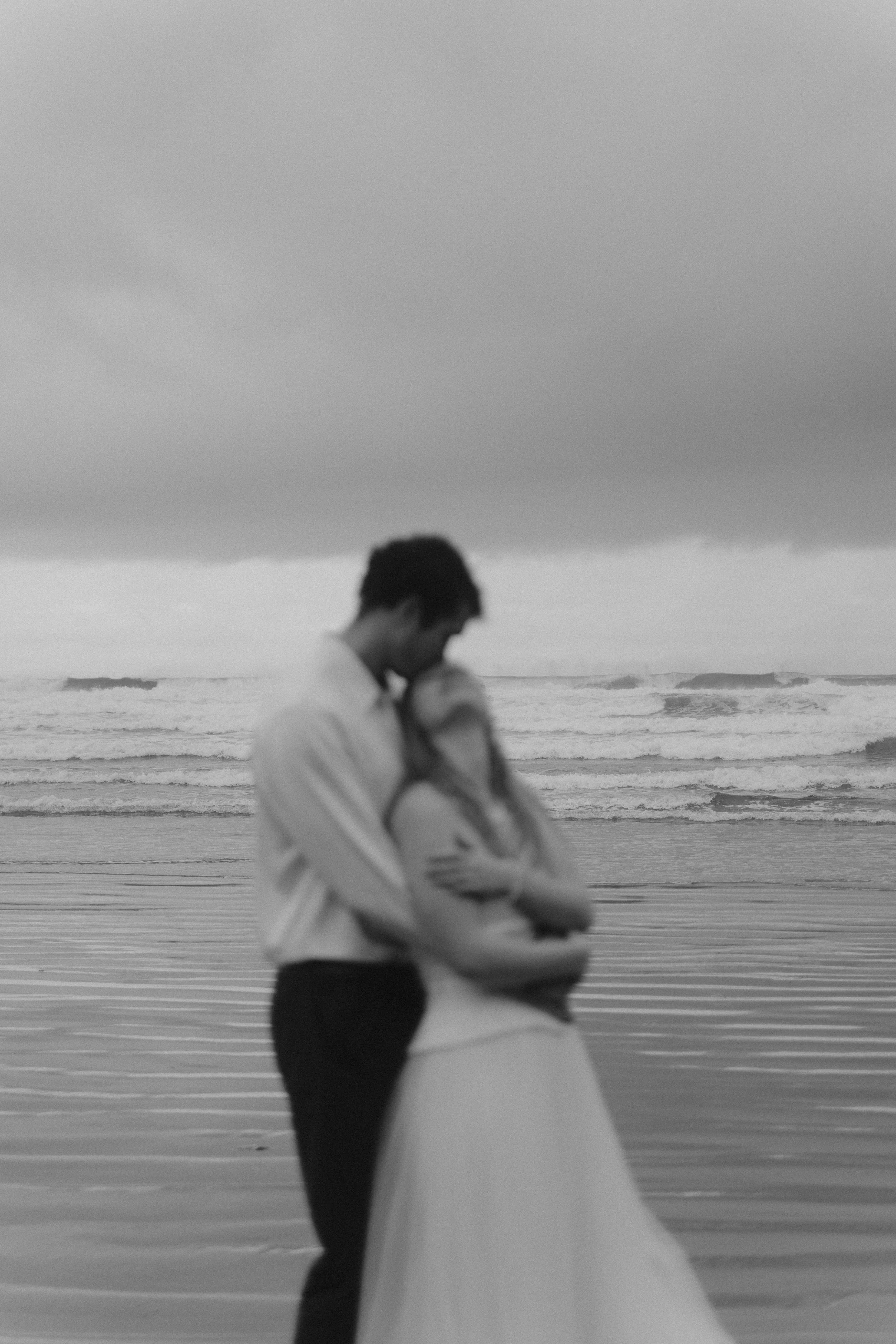 couples rainy moody elopement in Tofino BC