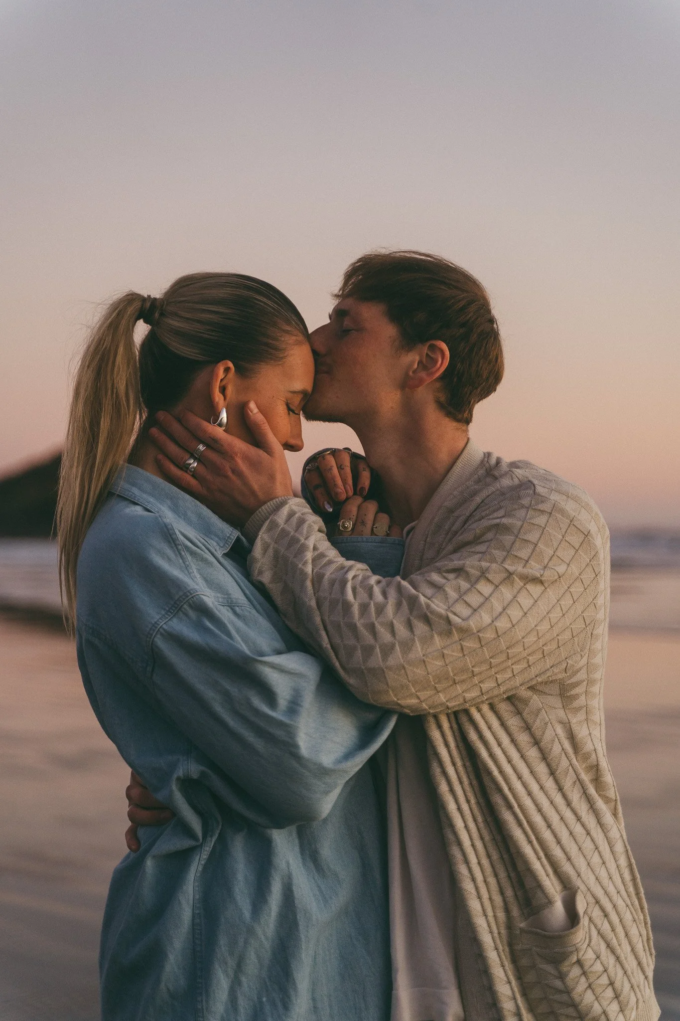 Golden hour blue hour adventurous couples engagement session in Tofino BC