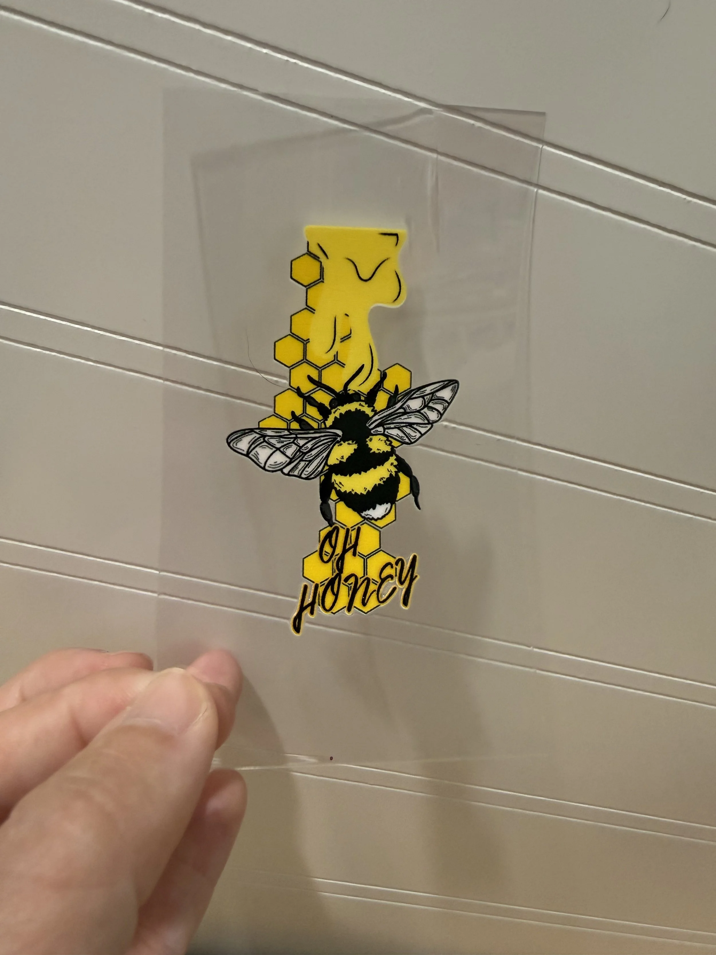 OH HONEY Bee Hotel Luggage Keychain Decal Designed UVDTF (Ultra Violet Direct To Transfer Film) Decal_Hotel Luggage Keychain Decal_Custom Designed UVDTF Decal