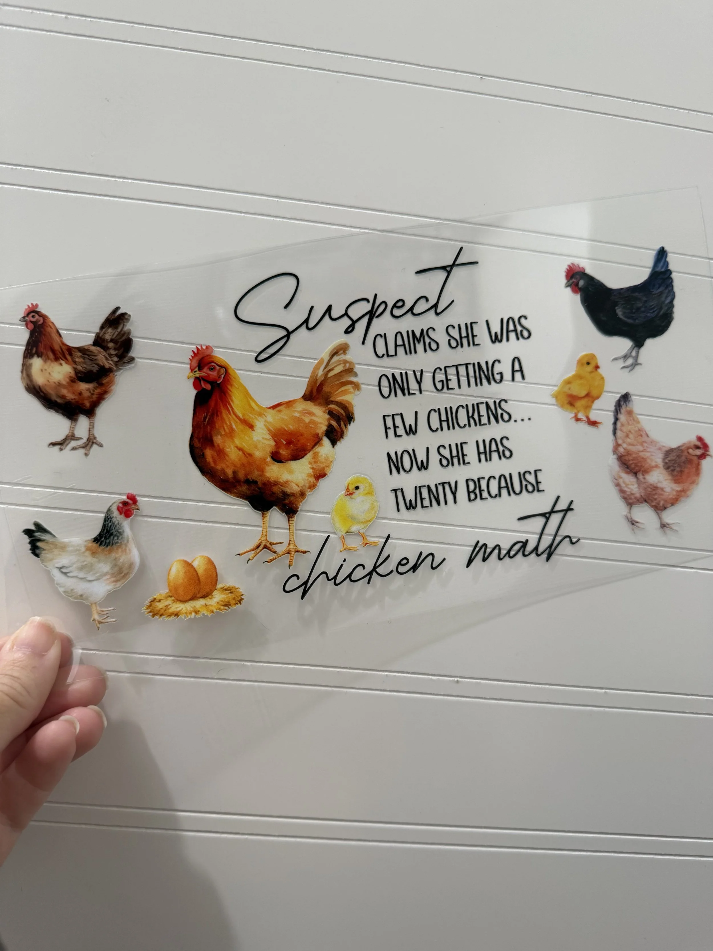 Suspect Claims She Was Only Getting A Few Chickens Wrap Designed UVDTF (Ultra Violet Direct To Transfer Film) Wrap_Can Glass Wrap_Snowglobe Tumbler/Cup Wrap_Custom Designed UVDTF Wrap