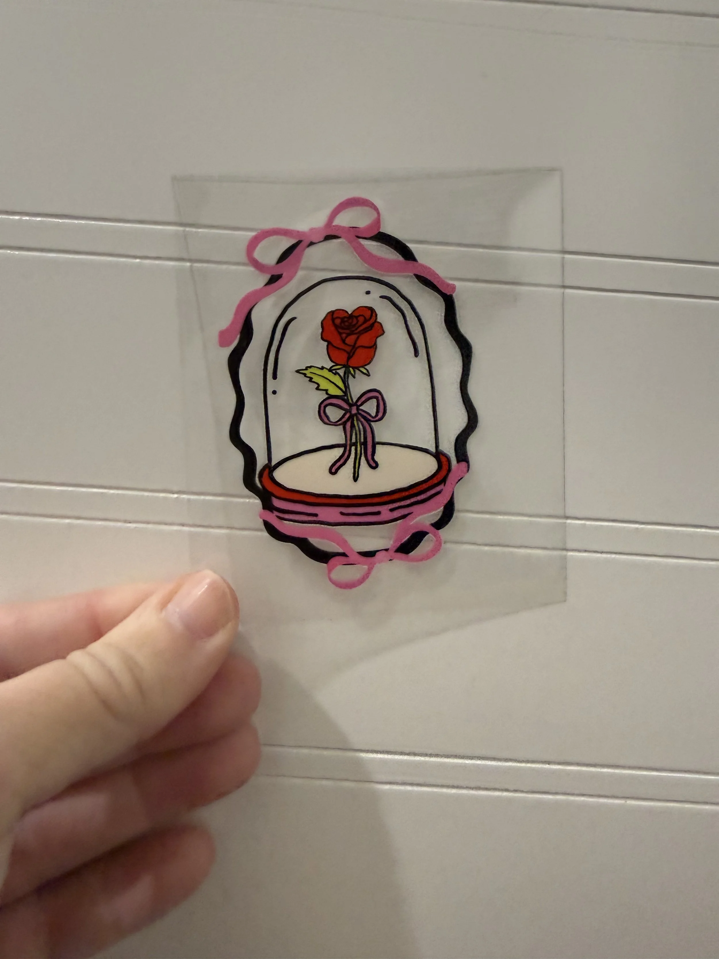 Rose Case Mirror 3inch Decal Designed UVDTF (Ultra Violet Direct To Transfer Film) Decal_Can Glass Decal_Snowglobe Tumbler/Cup Decal_Custom Designed UVDTF Decal