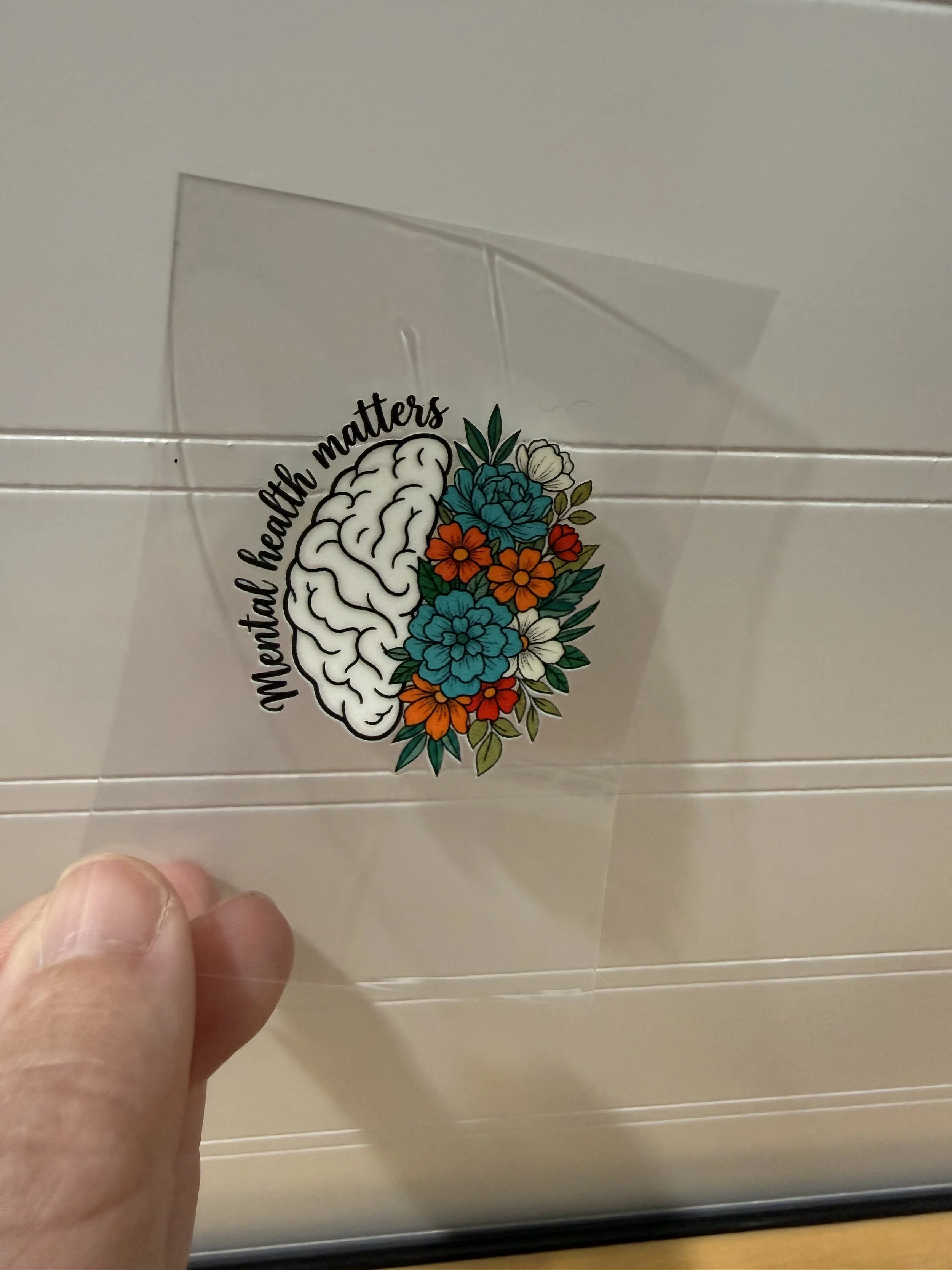 Mental Health Matters Floral Brain Hotel Luggage Keychain Decal Designed UVDTF (Ultra Violet Direct To Transfer Film) Decal_Hotel Luggage Keychain Decal_Custom Designed UVDTF Decal