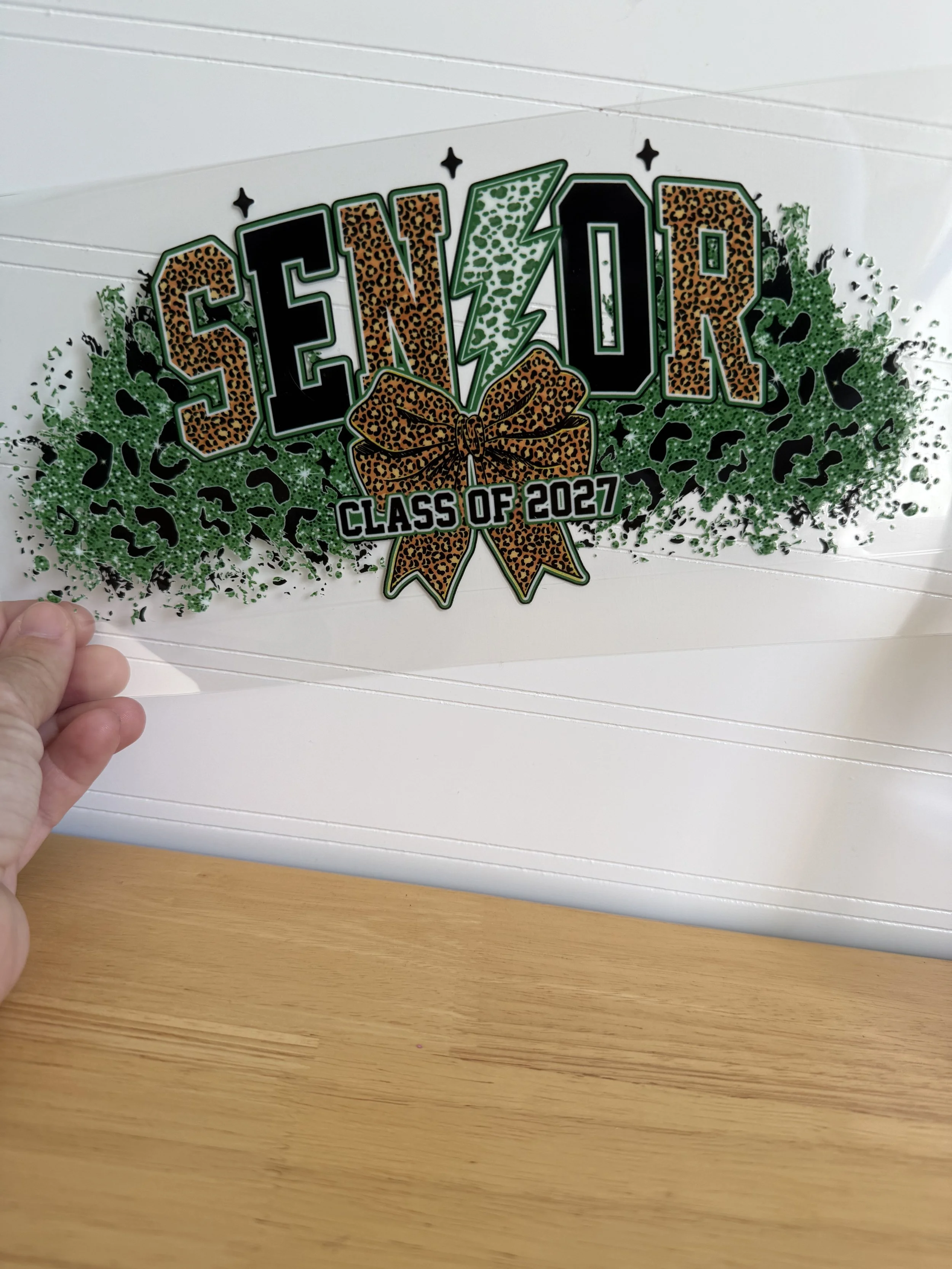 Green Cheetah Print Senior Class of 2027 Wrap Designed UVDTF Wrap