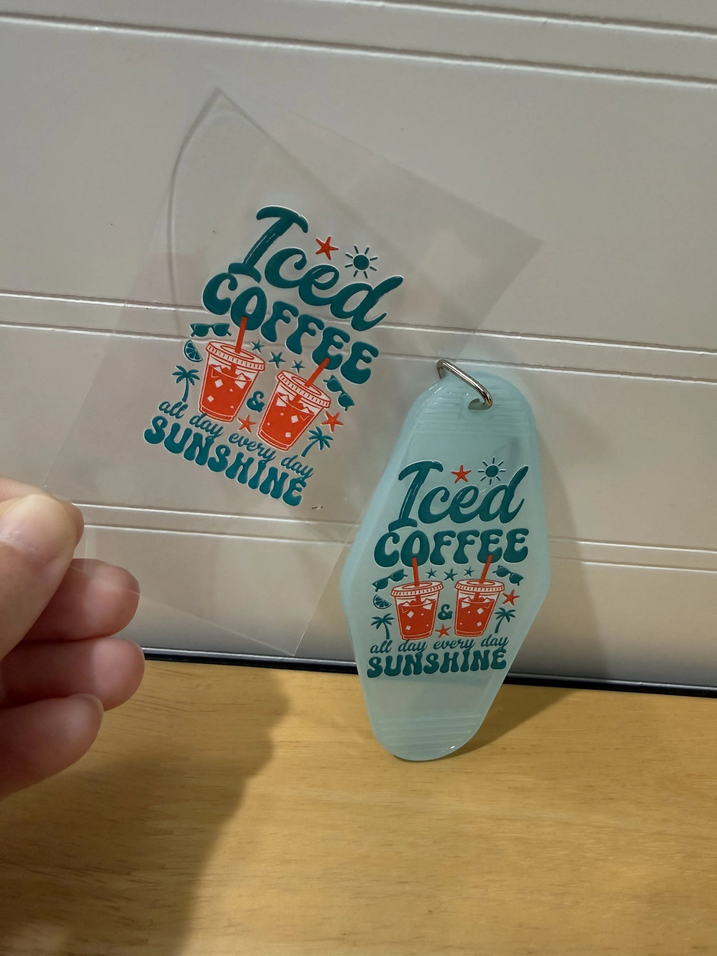Iced Coffee All Day Everyday Hotel Luggage Keychain Decal Designed UVDTF (Ultra Violet Direct To Transfer Film) Decal_Hotel Luggage Keychain Decal_Custom Designed UVDTF Decal