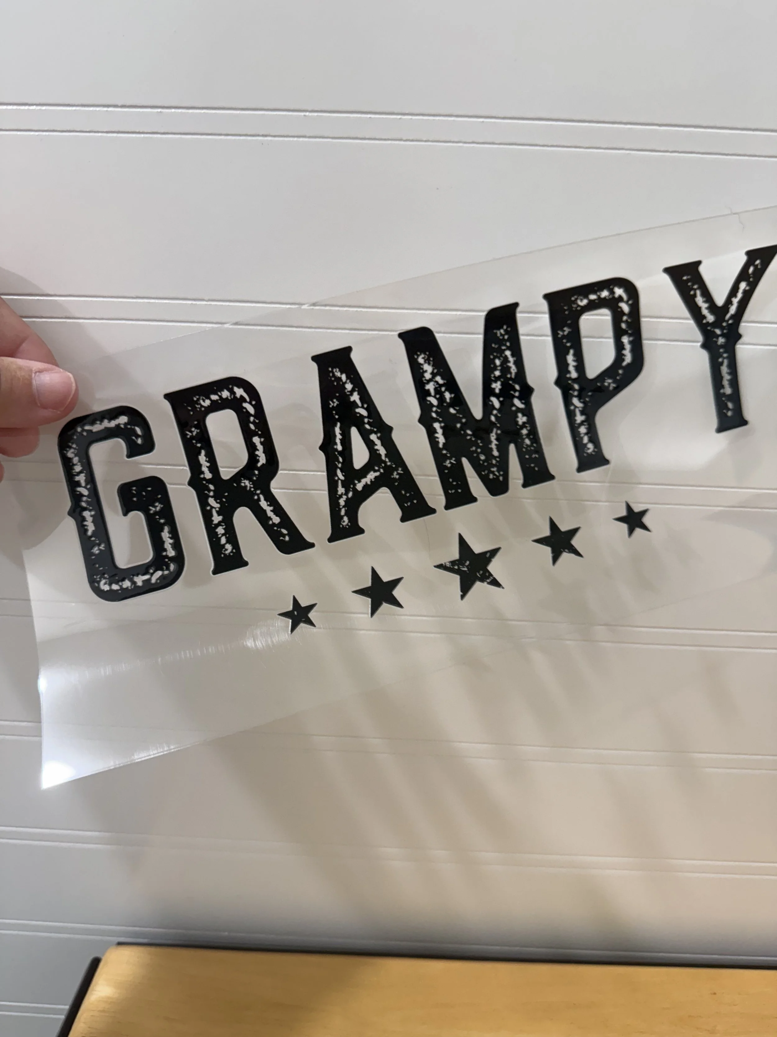 Grampy Distressed Black w/ Stars Wrap Designed UVDTF Wrap_Can Glass Wrap_Custom Designed UVDTF Wrap