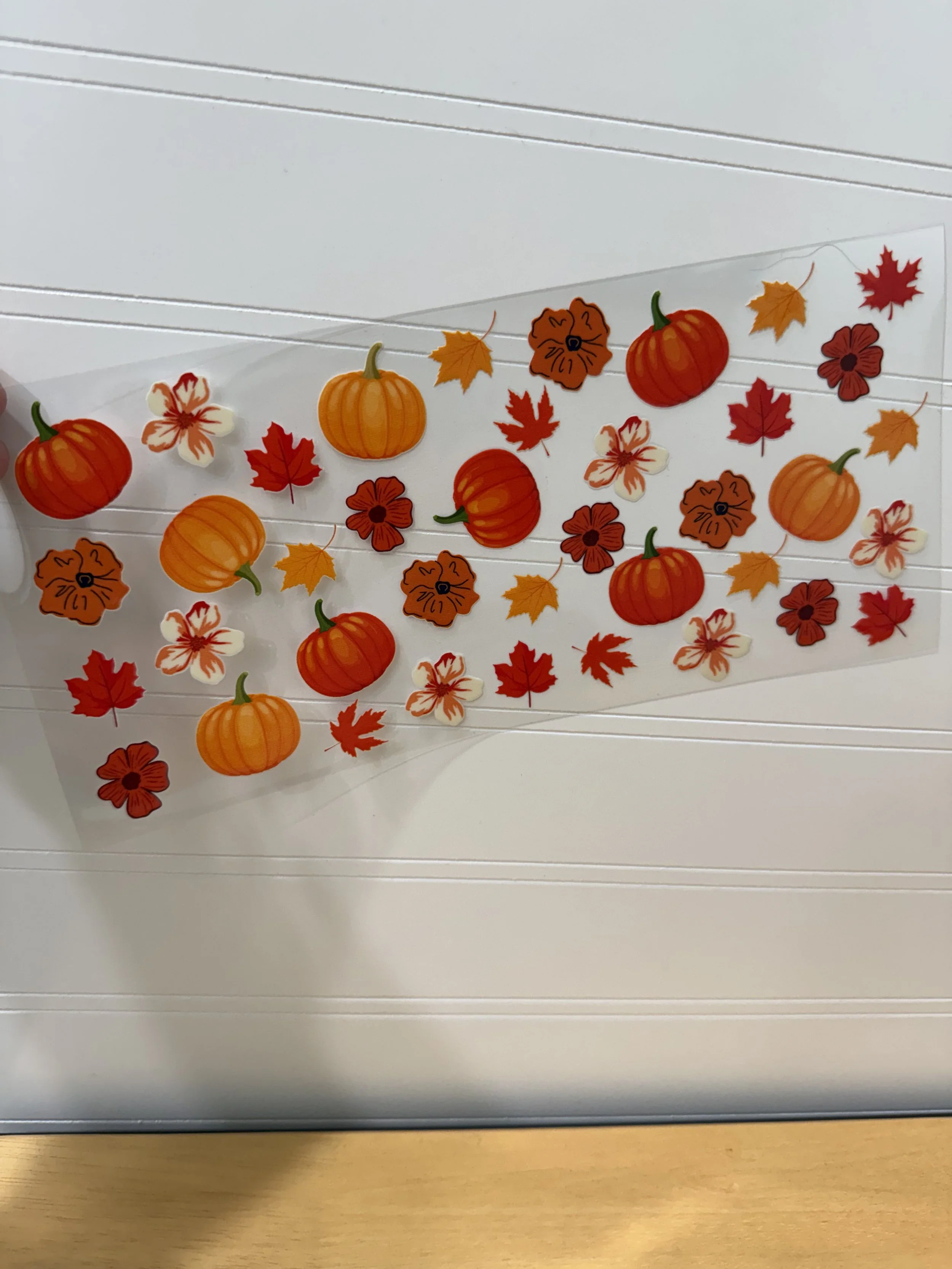 Pumpkin Leaves Flowers Medley Wrap Designed UVDTF Wrap_Can Glass Wrap_Custom Designed UVDTF Wrap