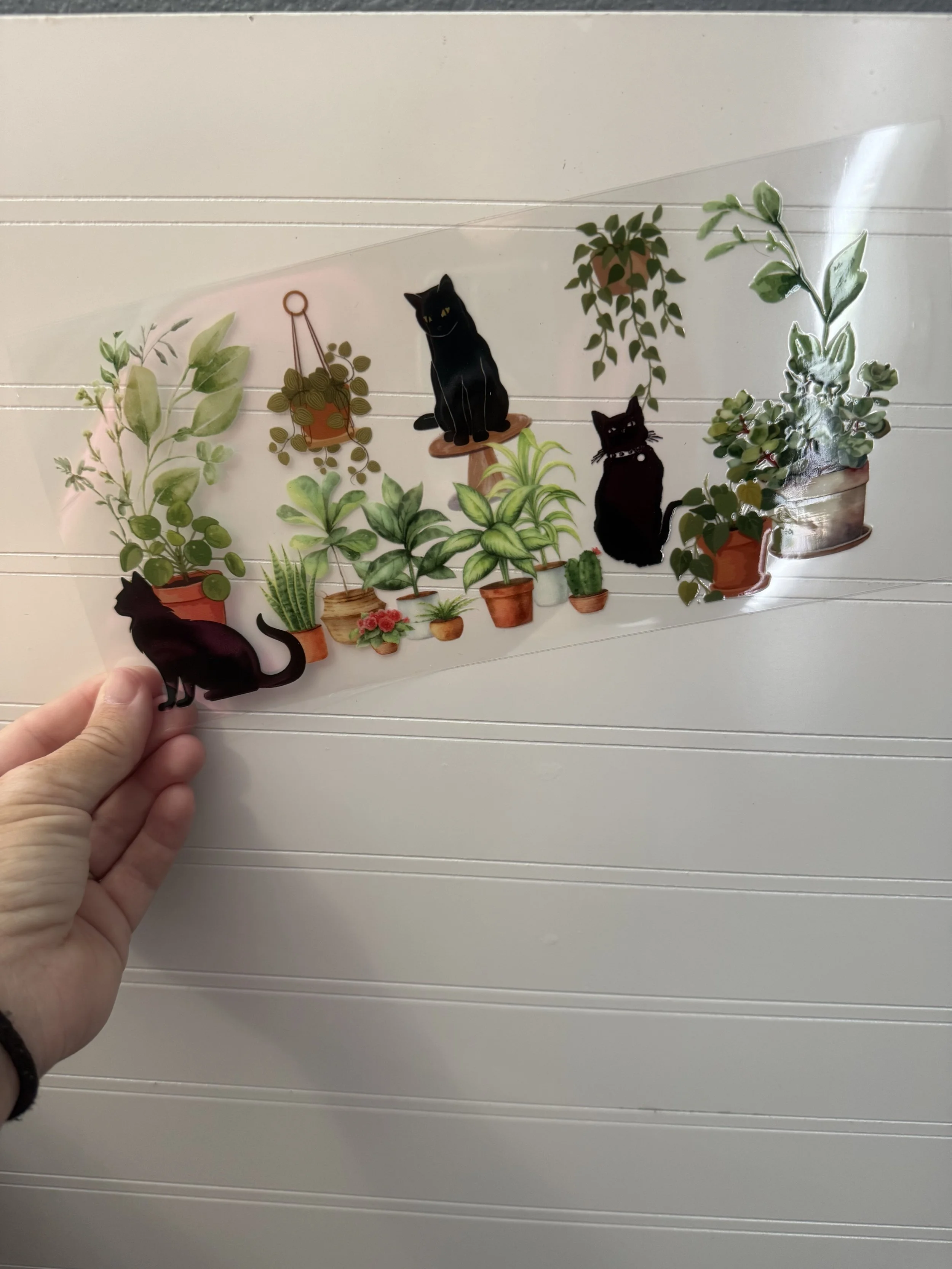 Plant Greenery Black Cat Wrap Designed UVDTF Wrap