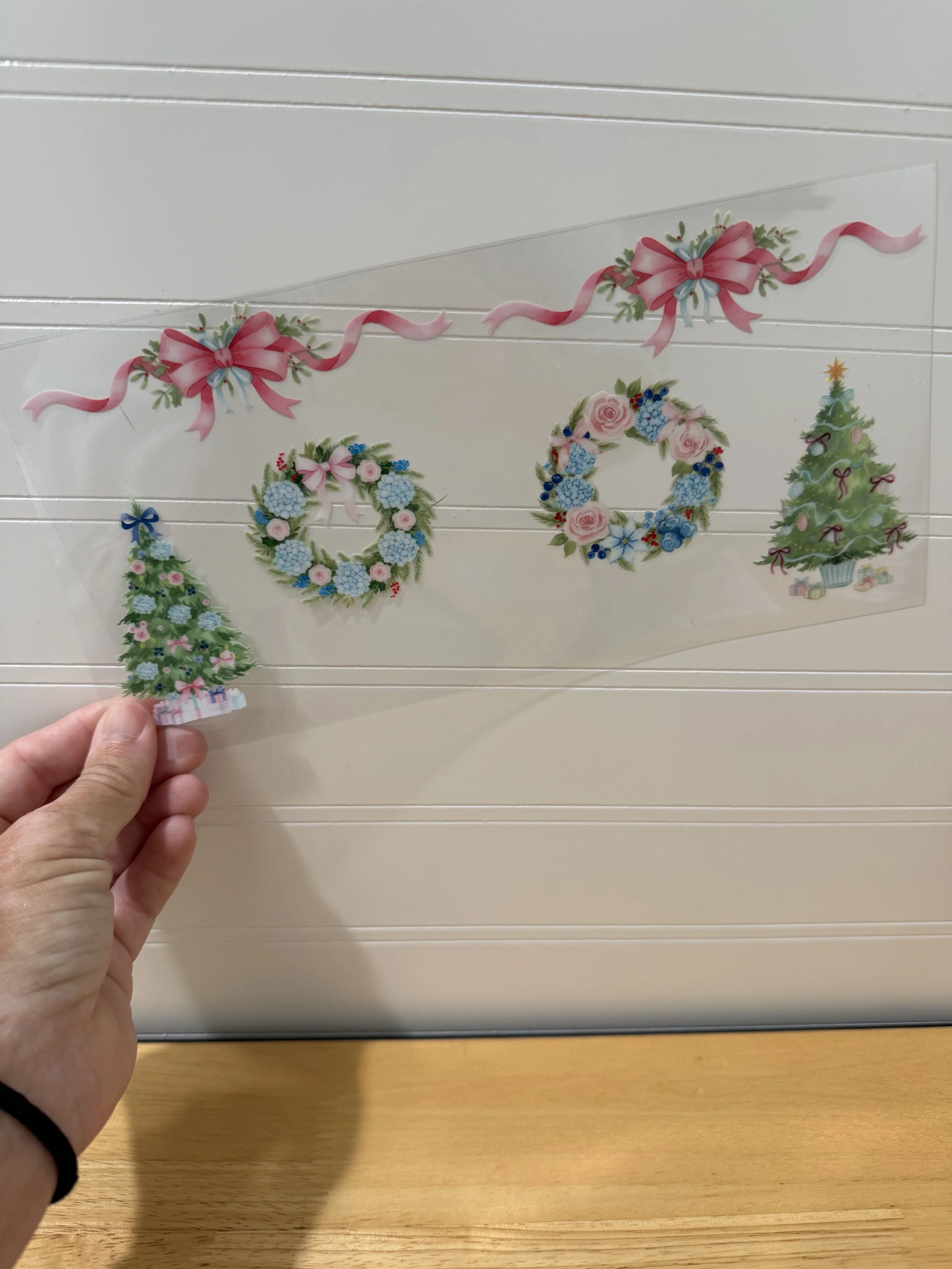 Classy Christmas Tree/ Wreath Bows Wrap Designed UVDTF Wrap_Can Glass Wrap_Custom Designed UVDTF Wrap