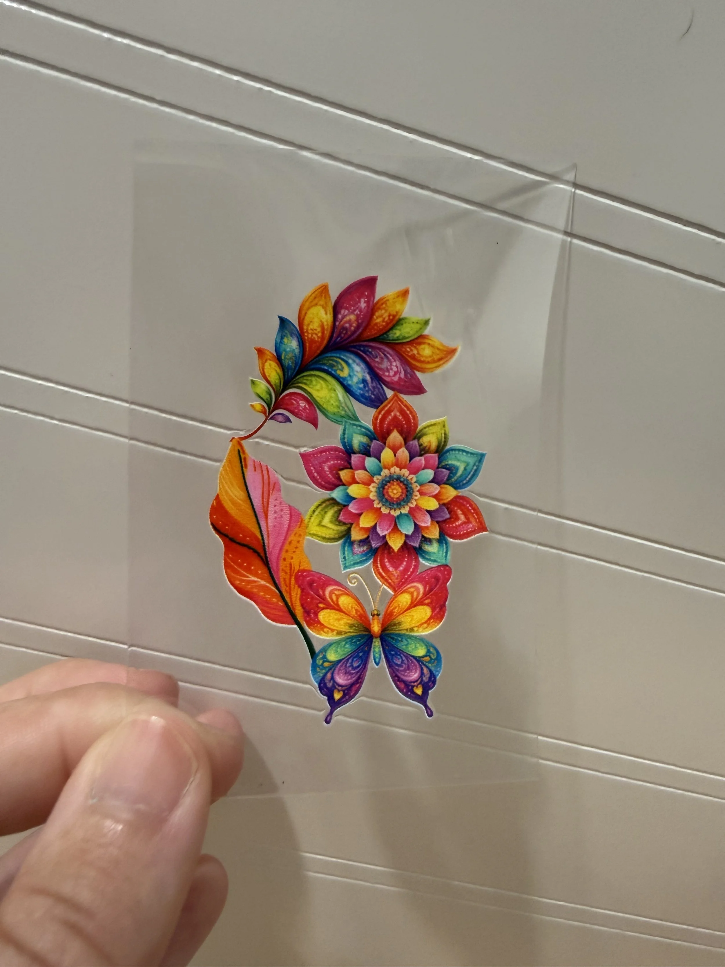 Rainbow Floral Butterfly Hotel Luggage Keychain Decal Designed UVDTF (Ultra Violet Direct To Transfer Film) Decal_Hotel Luggage Keychain Decal_Custom Designed UVDTF Decal