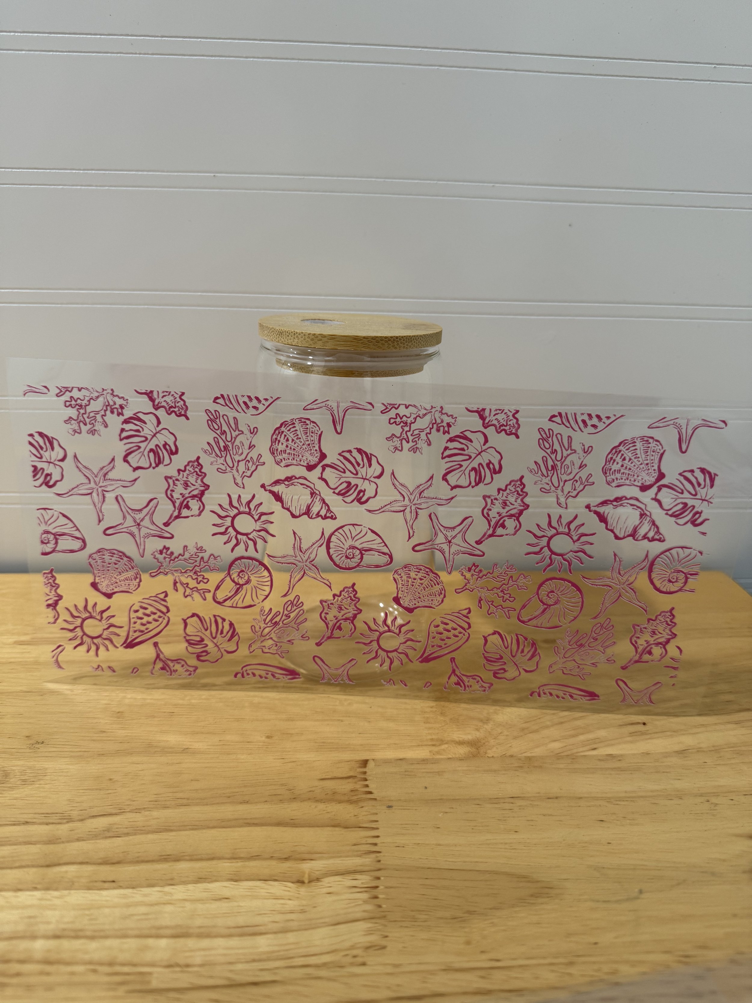 Pink Sea Shell Medley Wrap Designed UVDTF Wrap_Can Glass Wrap_Custom Designed UVDTF Wrap