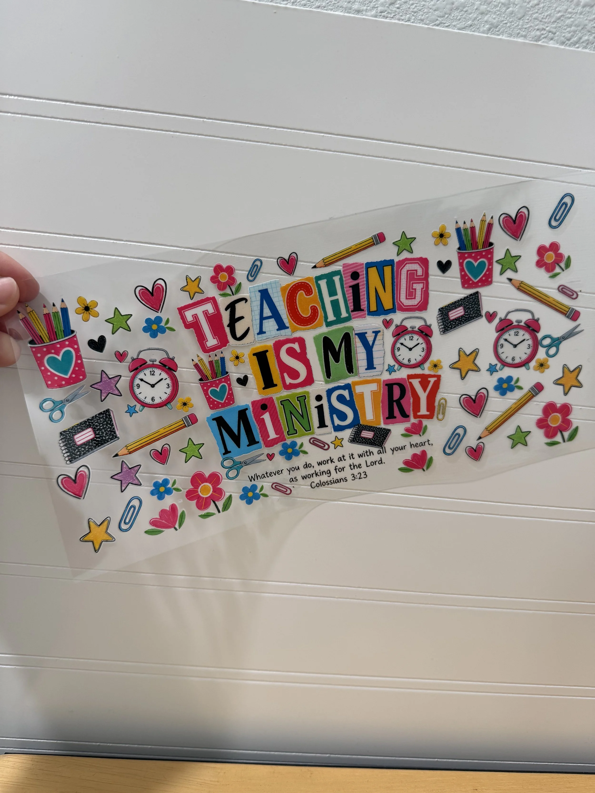 Teaching is my Ministry Wrap Designed UVDTF Wrap_Can Glass Wrap_Custom Designed UVDTF Wrap