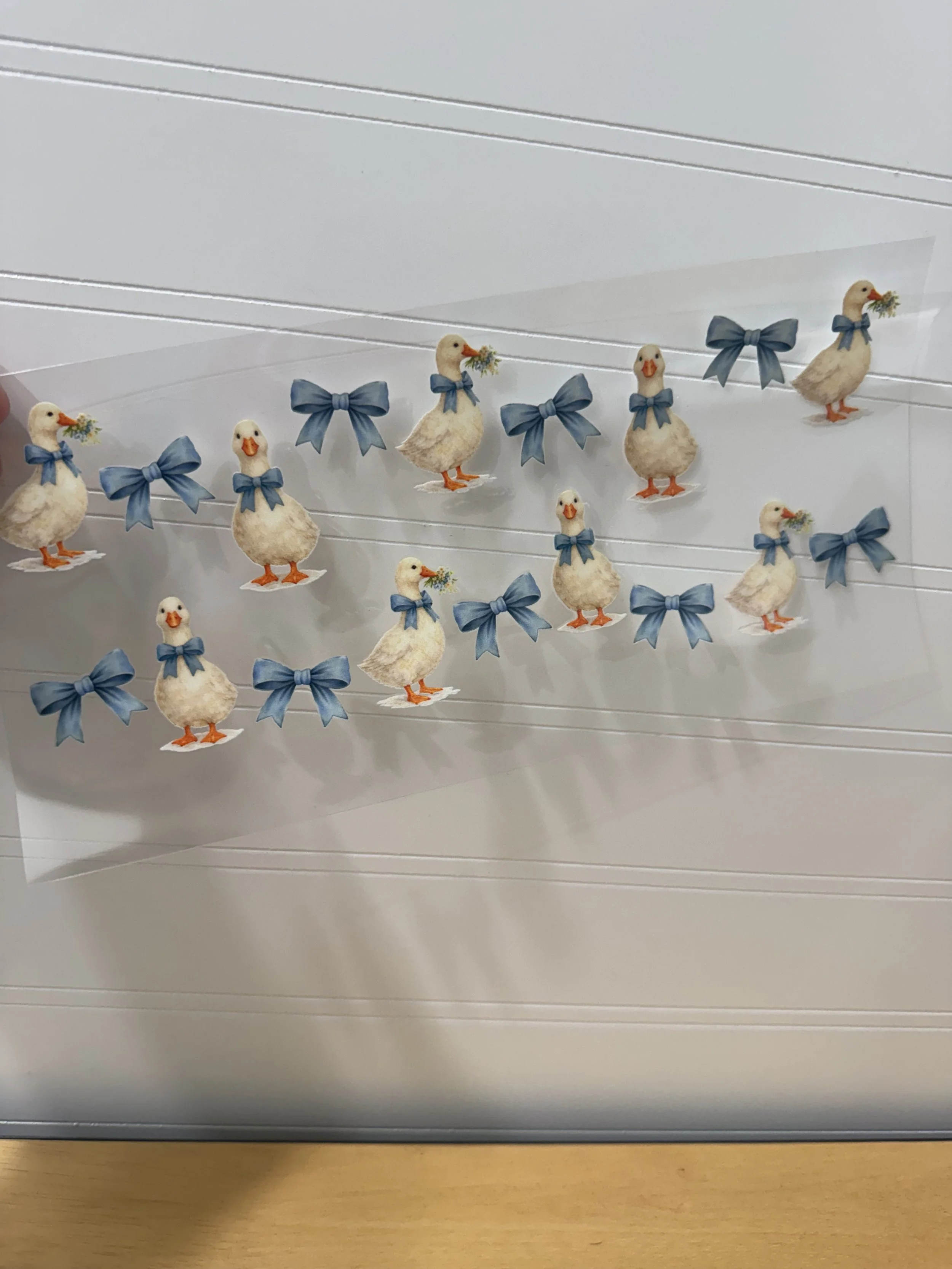 Blue Bow Geese Wrap Designed UVDTF Wrap_Can Glass Wrap_Custom Designed UVDTF Wrap