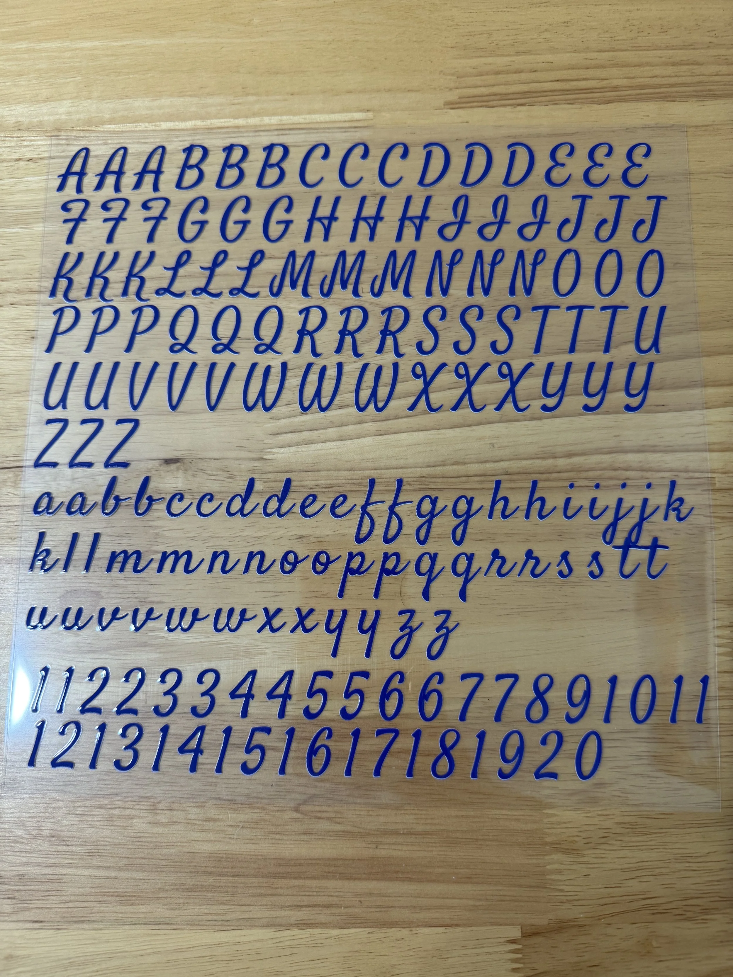 ABC123-Blue Fancy Font Designed UVDTF Element Sheet_Deconstructable Element Sheets_10 by 10 inch Sheets_Custom Designed UVDTF Element Sheet