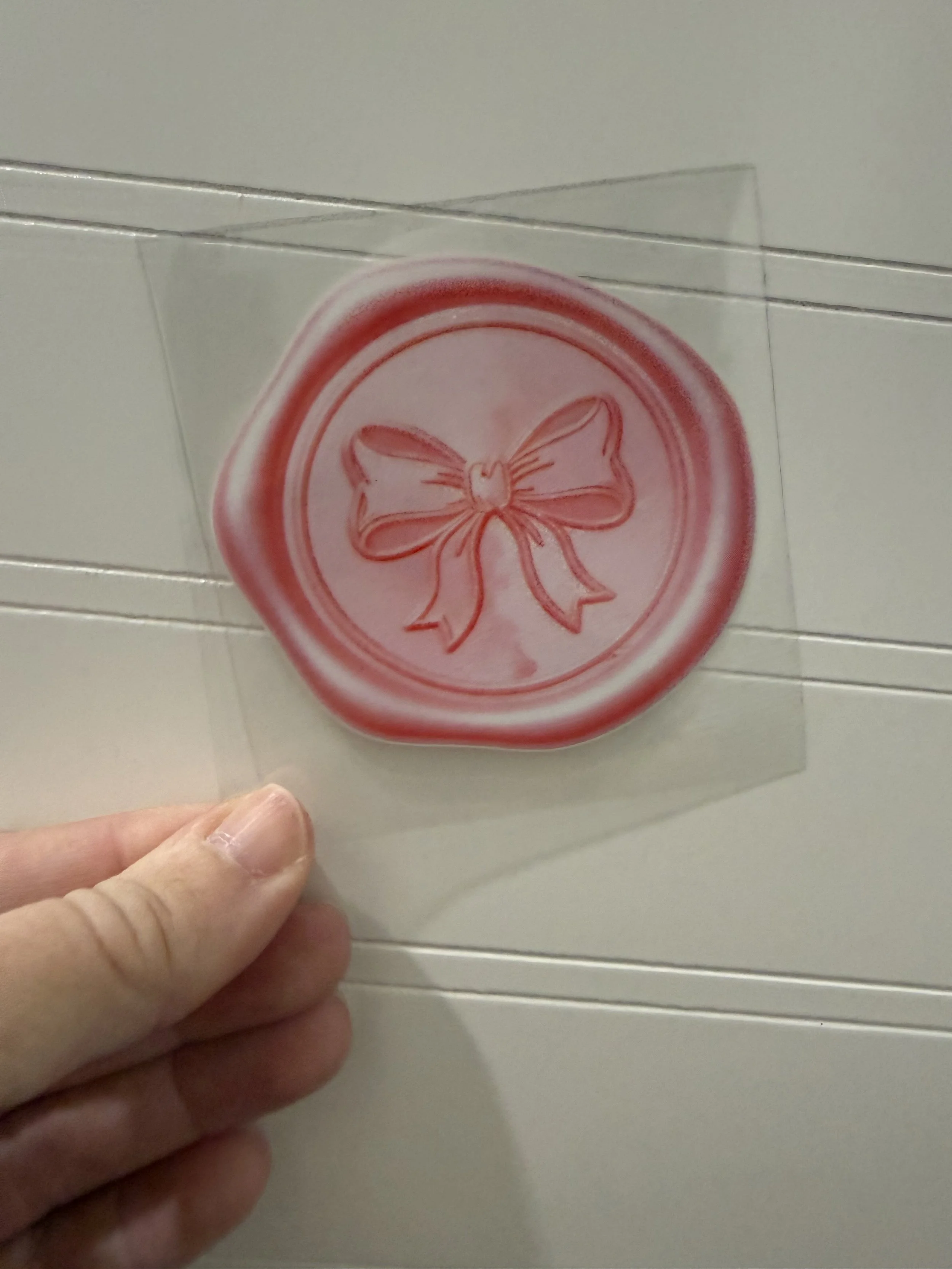 Pink Bow Wax Seal 3inch Decal Designed UVDTF (Ultra Violet Direct To Transfer Film) Decal_Can Glass Decal_Snowglobe Tumbler/Cup Decal_Custom Designed UVDTF Decal
