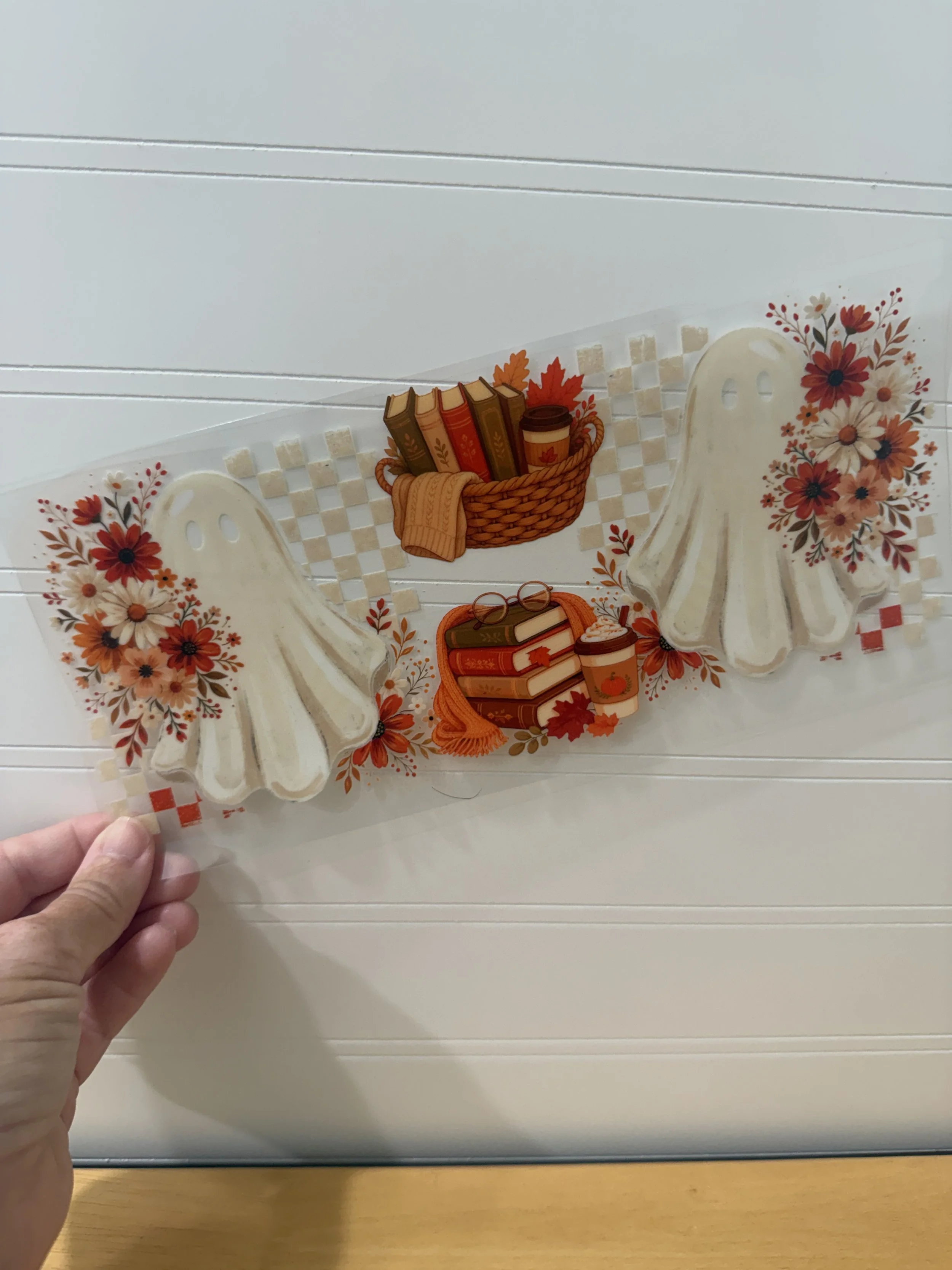 Fall Florals Books Ghosties Wrap Designed UVDTF Wrap_Can Glass Wrap_Custom Designed UVDTF Wrap