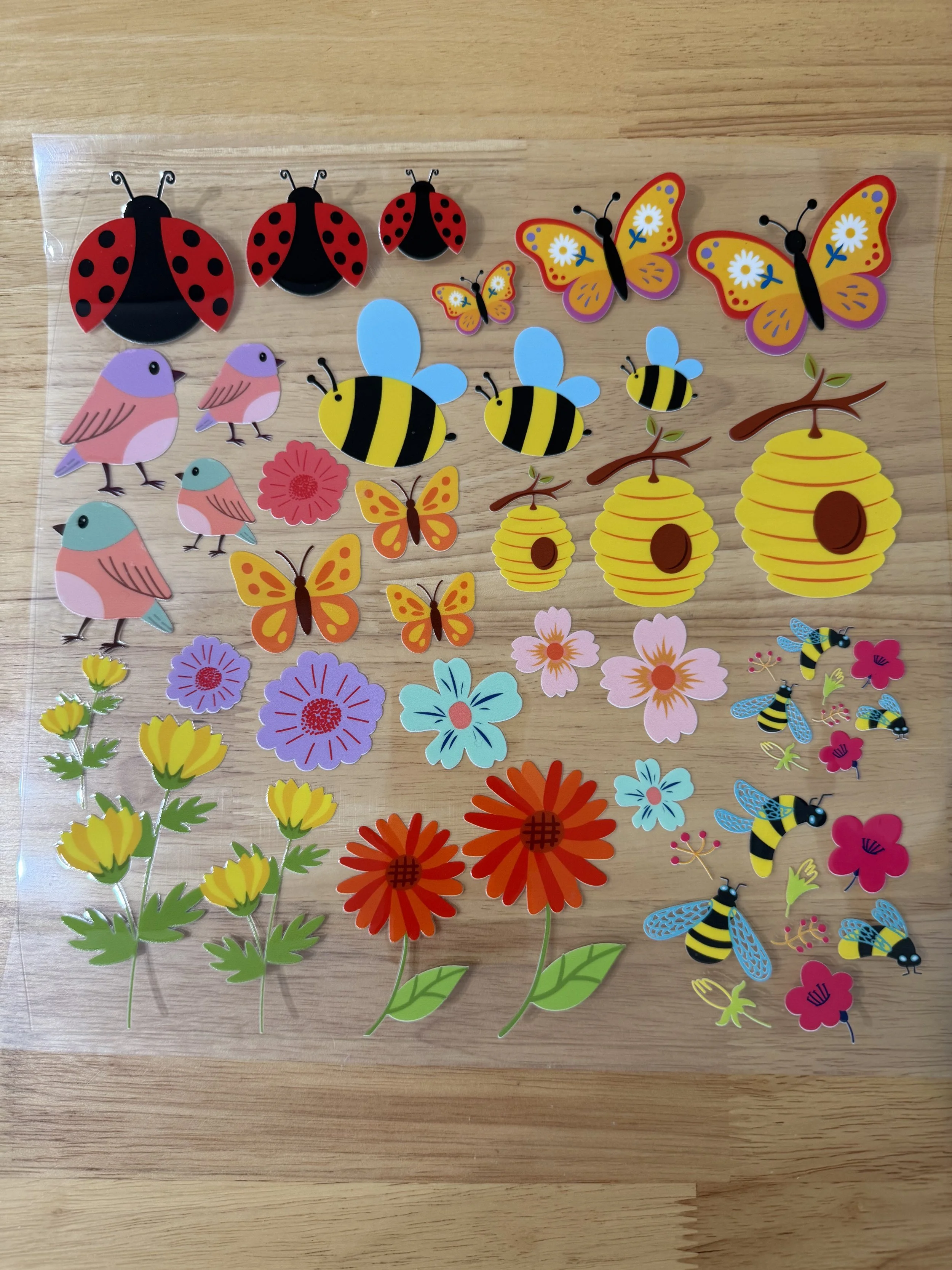 Spring Floral Bugs Designed UVDTF Element Sheet_Deconstructable Element Sheets_10 by 10 inch Sheets_Custom Designed UVDTF Element Sheet