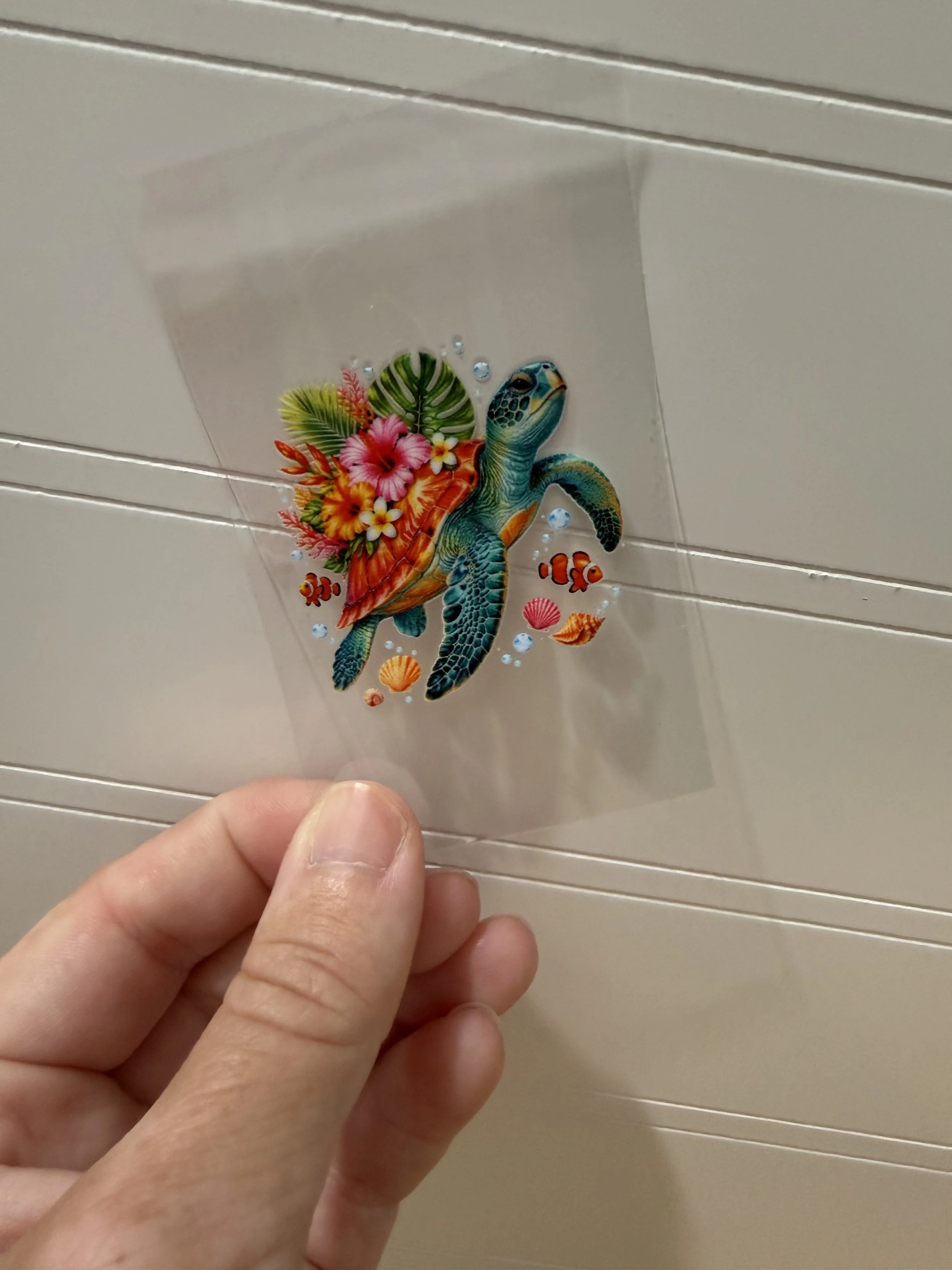 Tropical Flowers Sea Turtle Hotel Luggage Keychain Decal Designed UVDTF (Ultra Violet Direct To Transfer Film) Decal_Hotel Luggage Keychain Decal_Custom Designed UVDTF Decal (Copy)