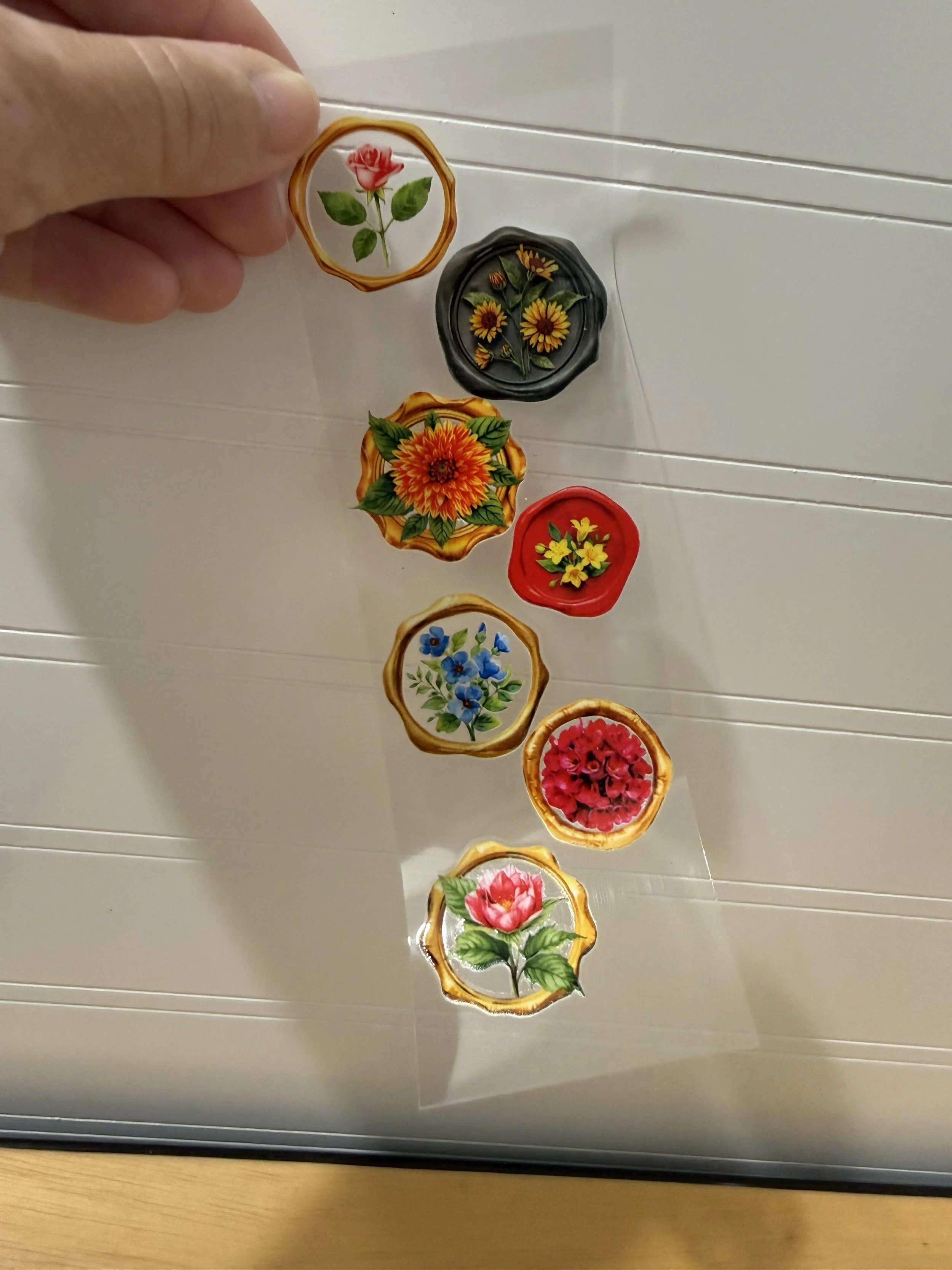 Flower Wax Stamps Bookmark Decal (2x4in) Designed UVDTF (Ultra Violet Direct To Transfer Film) Decal_Custom Designed UVDTF Bookmark Wraps