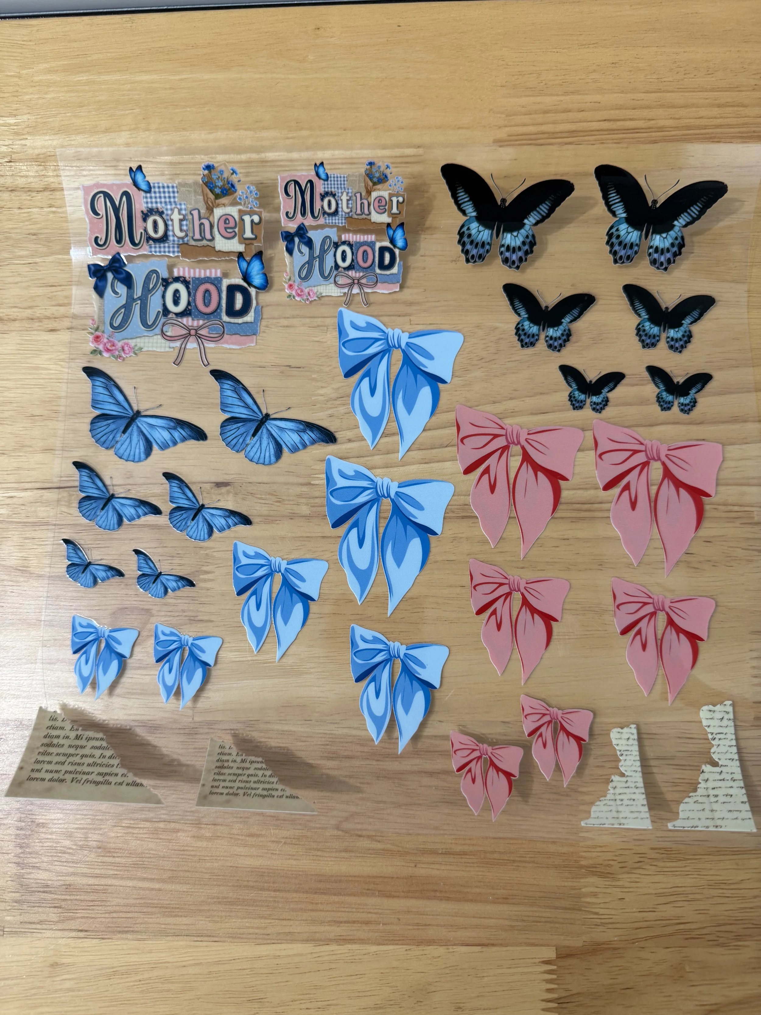 Motherhood Elegant Butterfly/Florals Designed UVDTF Element Sheet_Deconstructable Element Sheets_10 by 10 inch Sheets_Custom Designed UVDTF Element Sheet