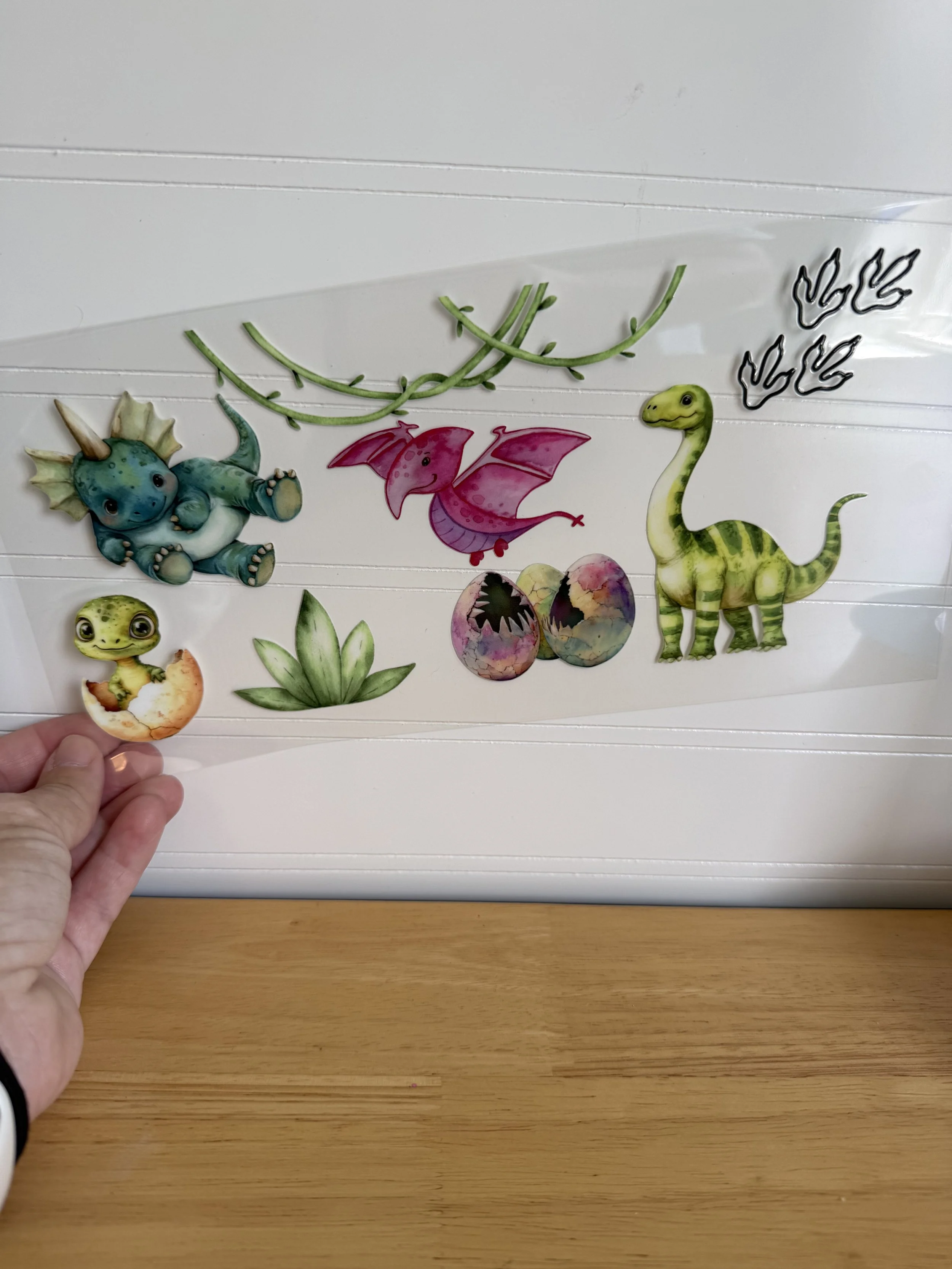 Watercolor Dinos Wrap Designed UVDTF Wrap