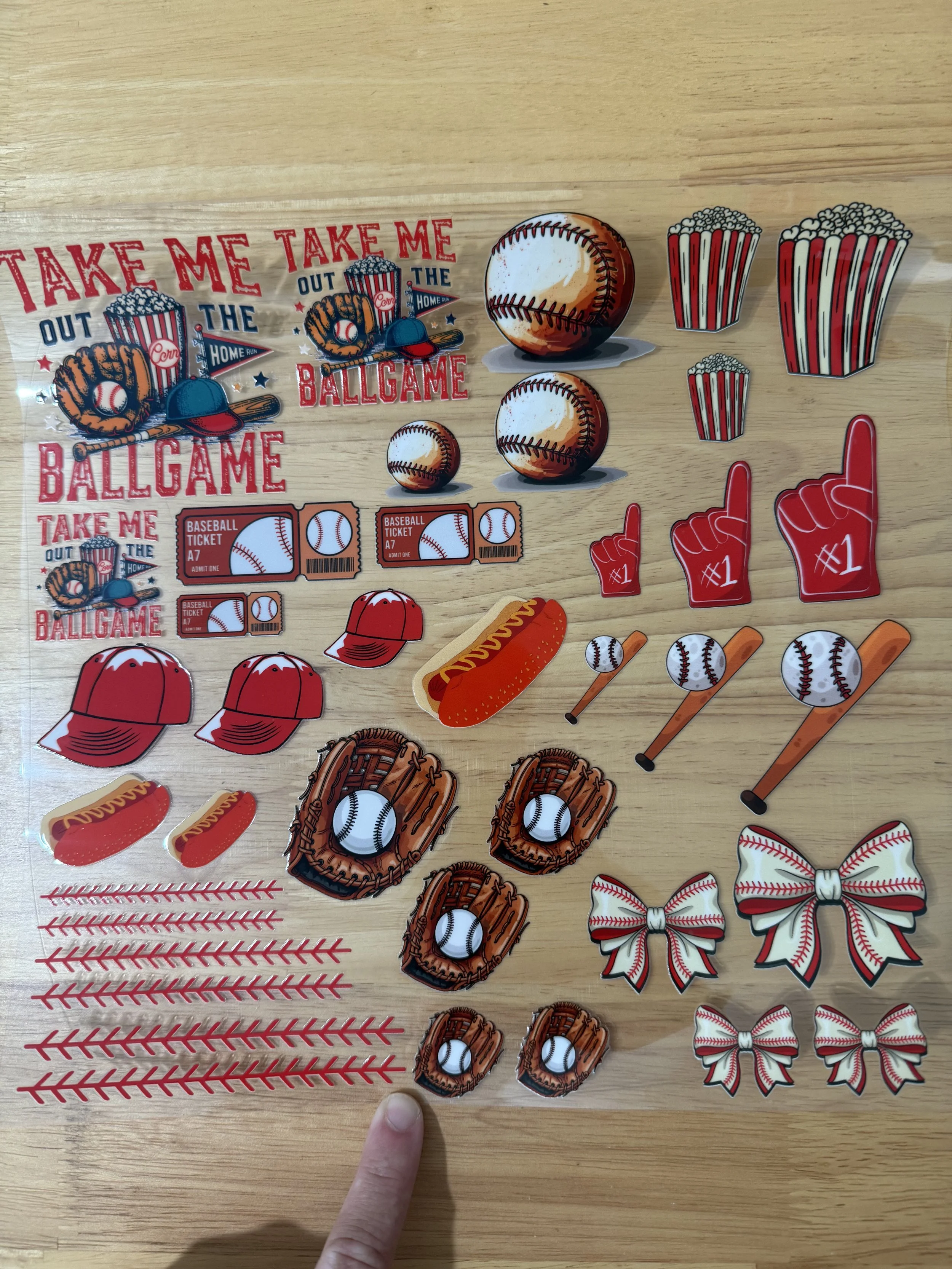 Take Me Baseball Game Designed UVDTF Element Sheet_Deconstructable Element Sheets_10 by 10 inch Sheets_Custom Designed UVDTF Element Sheet
