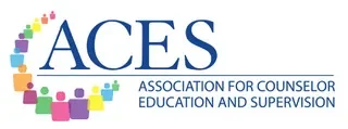 Logo of the Association for Counselor Education and Supervision (ACES) featuring the organization name and colorful abstract figures.
