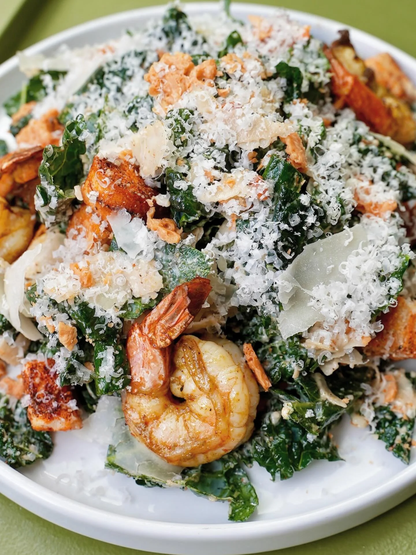 Dressing up our lives, one salad at a time.

We&rsquo;ve got some new salads up in here. 

In order: 
- Kale Caesar (with grilled shrimp) 
- Burrata and Heirloom Tomatoes 
- Beet and Goat Cheese