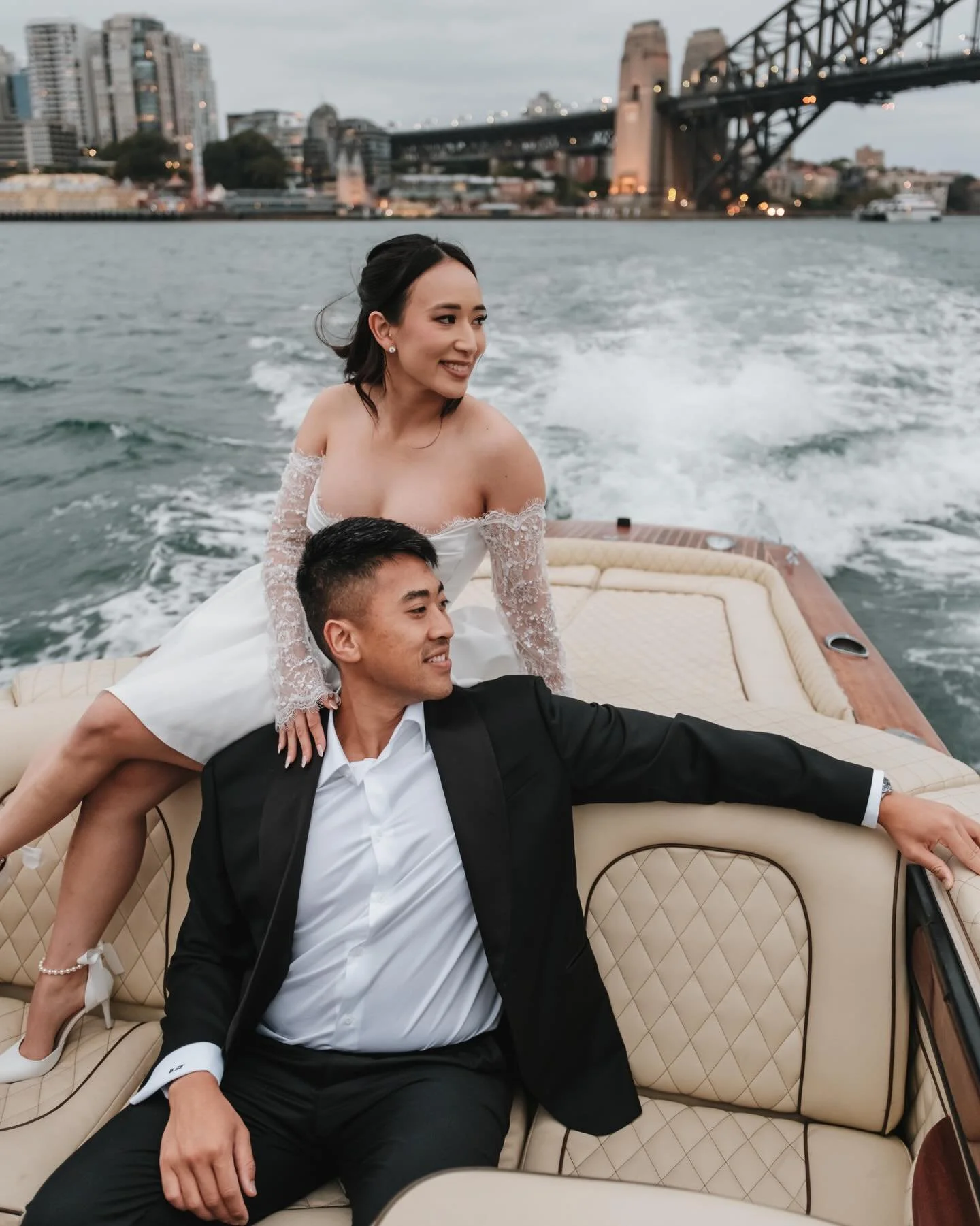 a romantic la dolce vita boat prewedding session in the heart of sydney harbour with E &amp; A 🤍

mua + hairstylist @felicesmakeupdiary 
nail artist @cegenailbar