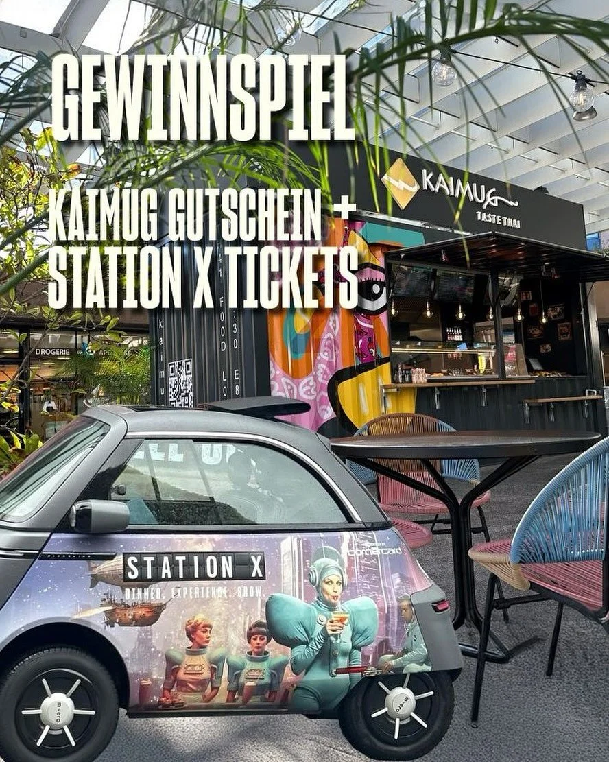 🚗✨ Das Wochenende wird spannend! Unser Microlino ist diesen Samstag &amp; Sonntag bei @kaimug_ch im @migros Brunaupark. Mach ein Selfie mit dem Auto und gewinne: 🎟 2 Premium-Tickets f&uuml;r Station X oder 🍜 einen CHF 5.- Gutschein von Kaimug! 📸✨
