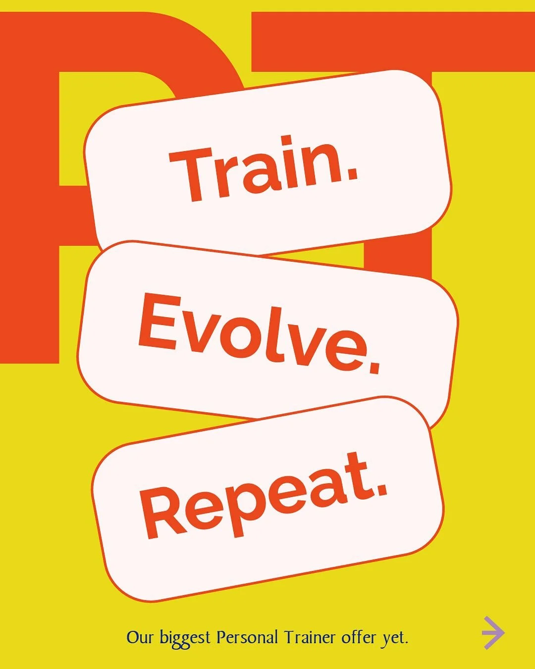 Train. Evolve. Repeat. 💪
Until October 31st, we&rsquo;re running a special PT campaign designed to help you take your training to the next level.

Choose your flow: 30, 45, or 60 minutes of fully personalized sessions built around you.
Whether you&r