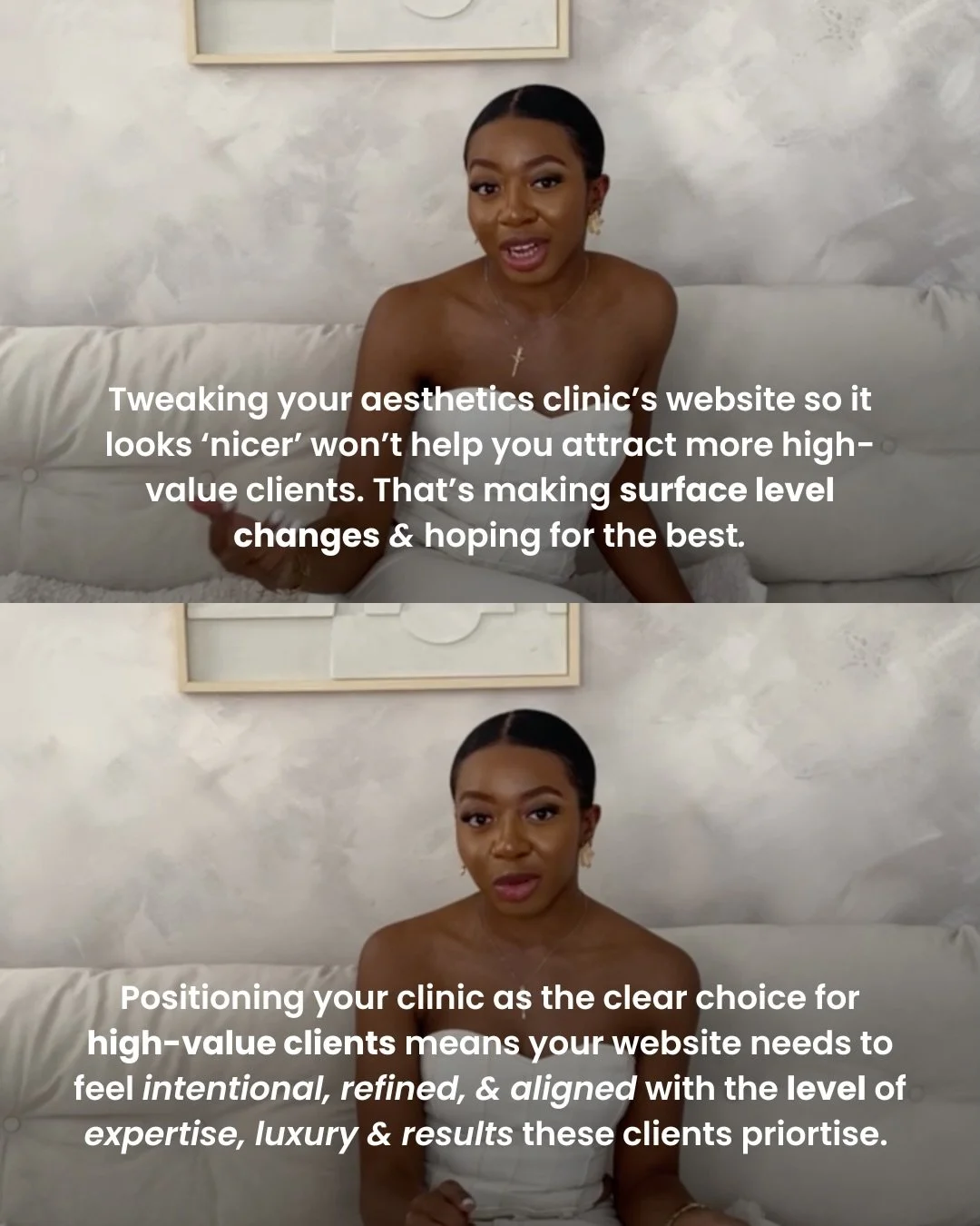 Every New Year, I see clinics update their website with new visuals. 

And whilst the website may look &lsquo;better&rsquo;, it still lacks strategy that helps them achieve their intended goal. 

When your goal is to attract more high-value clients w