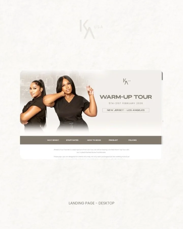 Multi-Tour Landing Page that functions seamlessly on mobile &amp; desktop🪩

Let&rsquo;s bring your vision to fruition this January

Now booking Q1 January - March 
Visit www.erikathedesignergfx.com

#websitedesign #websitedesigner #aestheticsclinic 